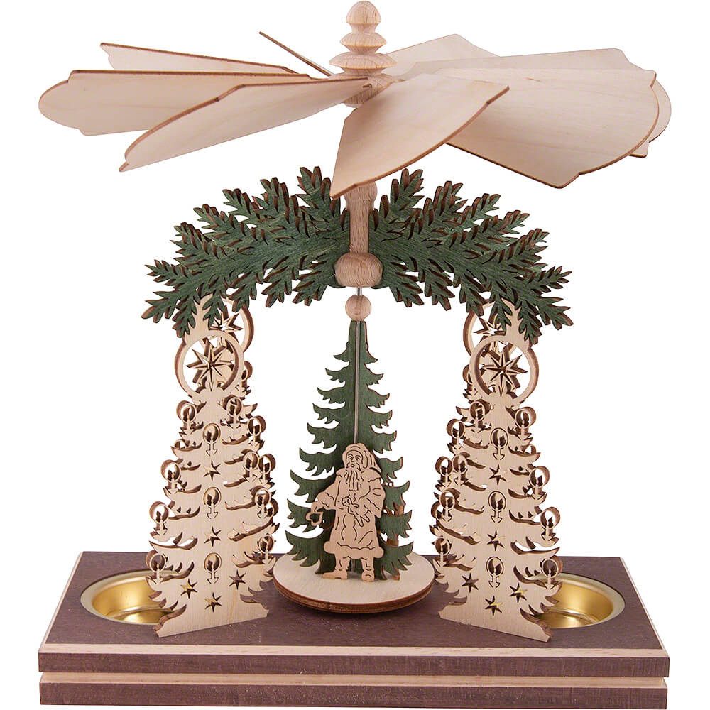Erzgebirge-Palast Weihnachtspyramide 1-stöckige Pyramide Christbaum - Heiliger Abend (20cm) von Kreißl