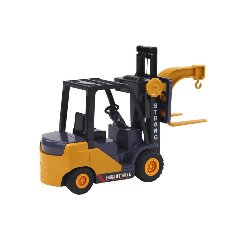LEAN TOYS Spielzeug-Gabelstapler Hubwagen Baufahrzeug Spielfahrzeug, (Spar-Set, 1-tlg., 22 x 12 x 8 cm robust), Friktionsantrieb, verstellbare Gabel, Haken, Gummiräder