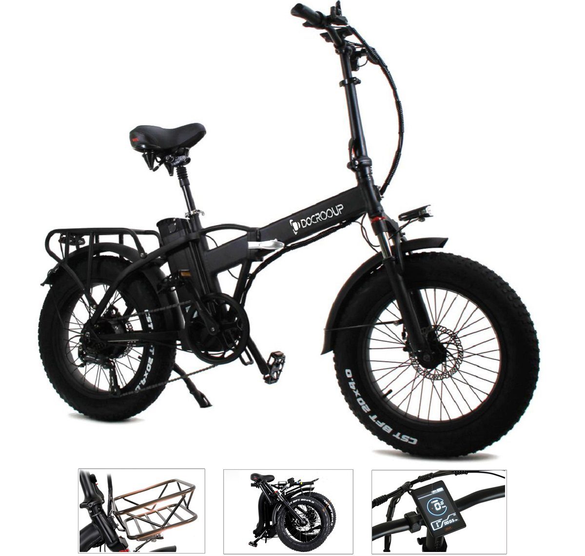 Fangqi E-Bike 20zoll Faltbares E-bike,Shimano 7 Gang,LCD display, Damenfahrrad, shimano, Kettenschaltung, Heckmotor 750,00 W,  (spar-set,Elektrisches Mountainbike mit Frontkorb, Gepäckträger, Blinker,  48V/15AH akku)