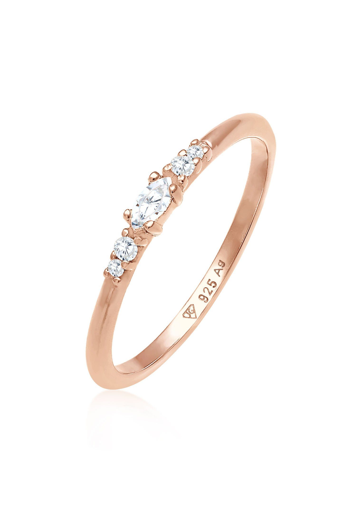 Rosegold Marquise Silber Zirkonia 925 Elegant Elli Verlobungsring Verlobung