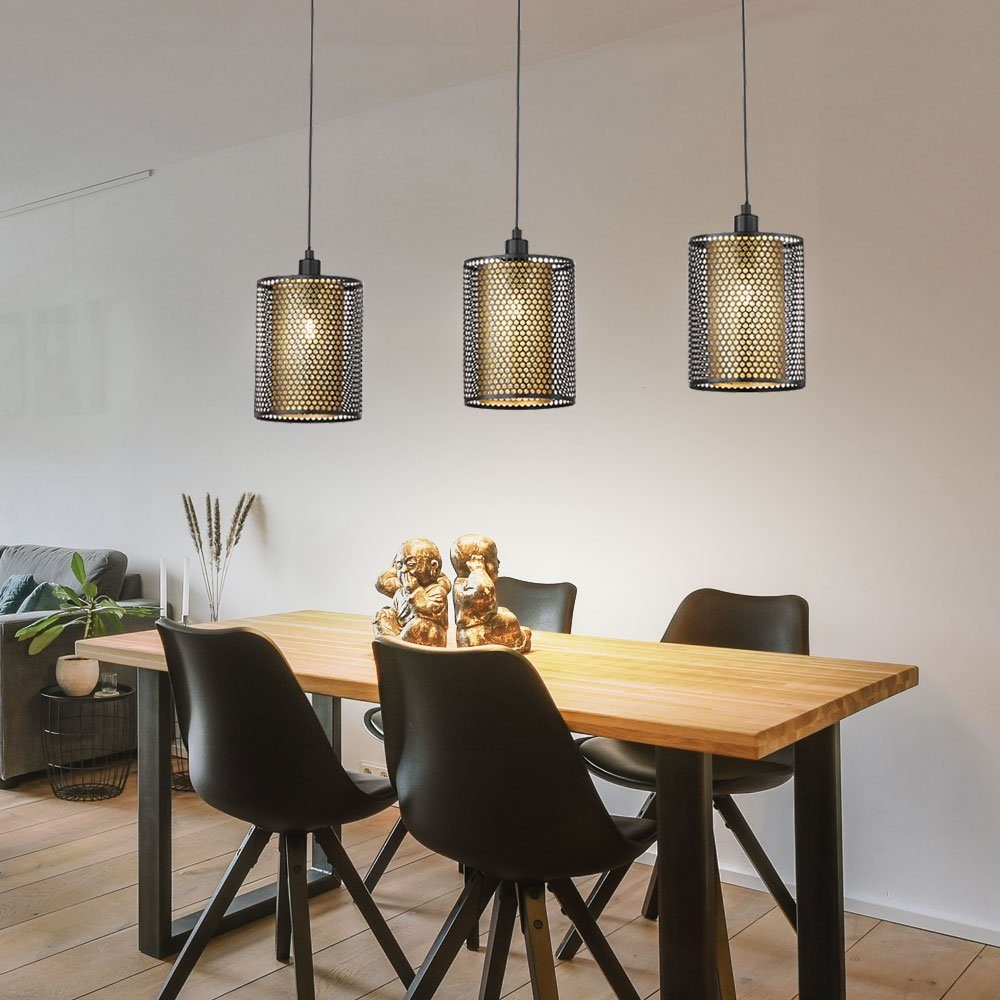 WOFI Hängeleuchte, Leuchtmittel nicht inklusive, Hängeleuchte 3 flammig Pendelleuchte schwarz