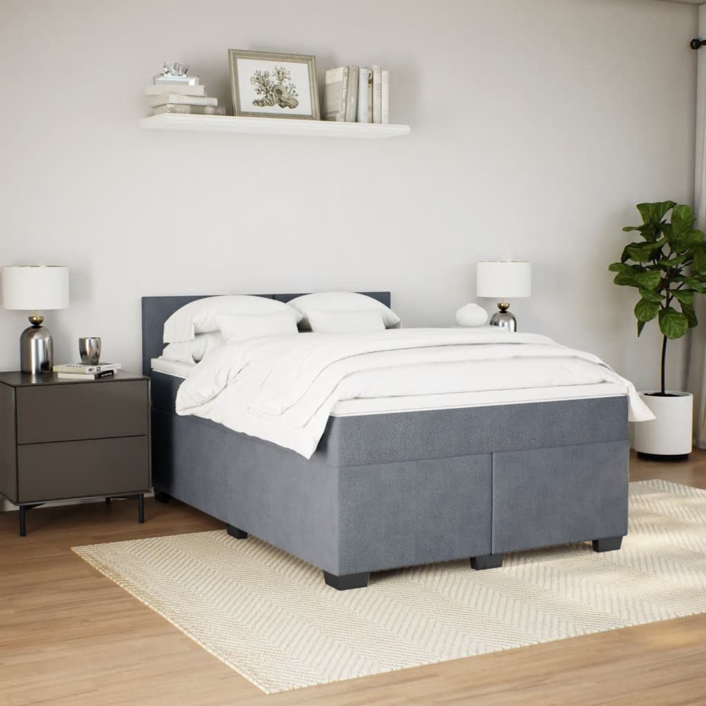 vidaXL Bett Boxspringbett mit Matratze Dunkelgrau günstig online kaufen