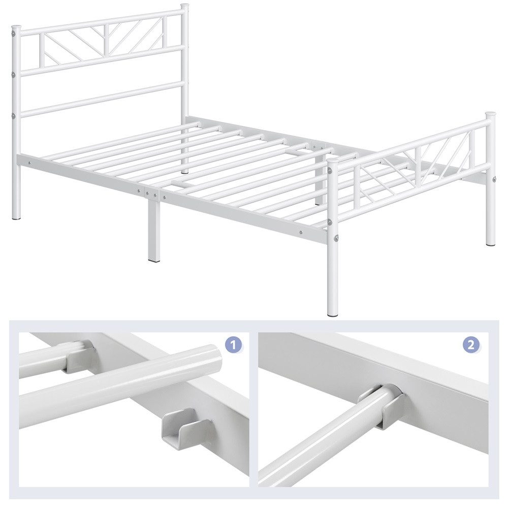 Yaheetech Metallbett Bettgestell 90x190/90x200/140x200cm, Minimalistischer Bettrahmen mit Kopfteil Gästebett mit Lattenrost