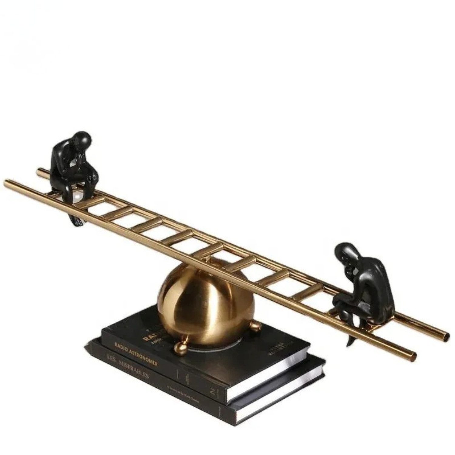 Quality Elegance Skulptur Luxus Metall Skulptur Abstrakt Schwarz Gold Leiter Design 69cm