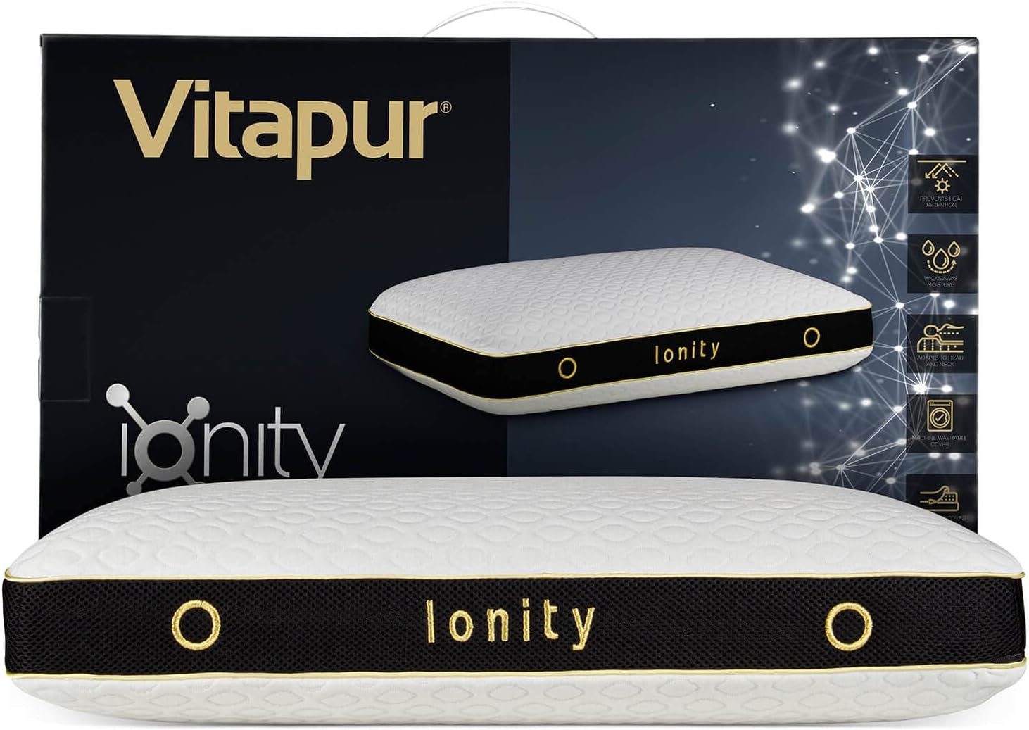 Vitapur Gelschaumkopfkissen Anatomisches Kissen Antiallergisch, Atmungsaktiv & Ergonomisch