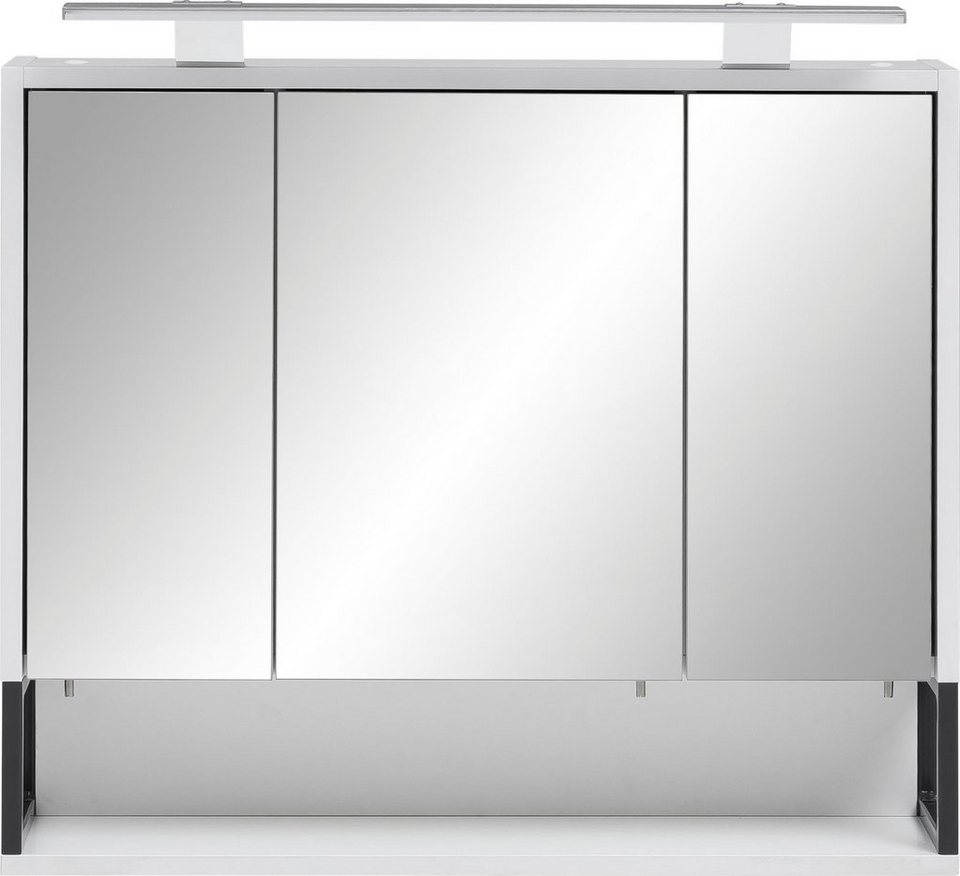 Schildmeyer Spiegelschrank Limone Breite 70 cm, 3-türig, LED-Beleuchtung,  Schalter-/Steckdosenbox