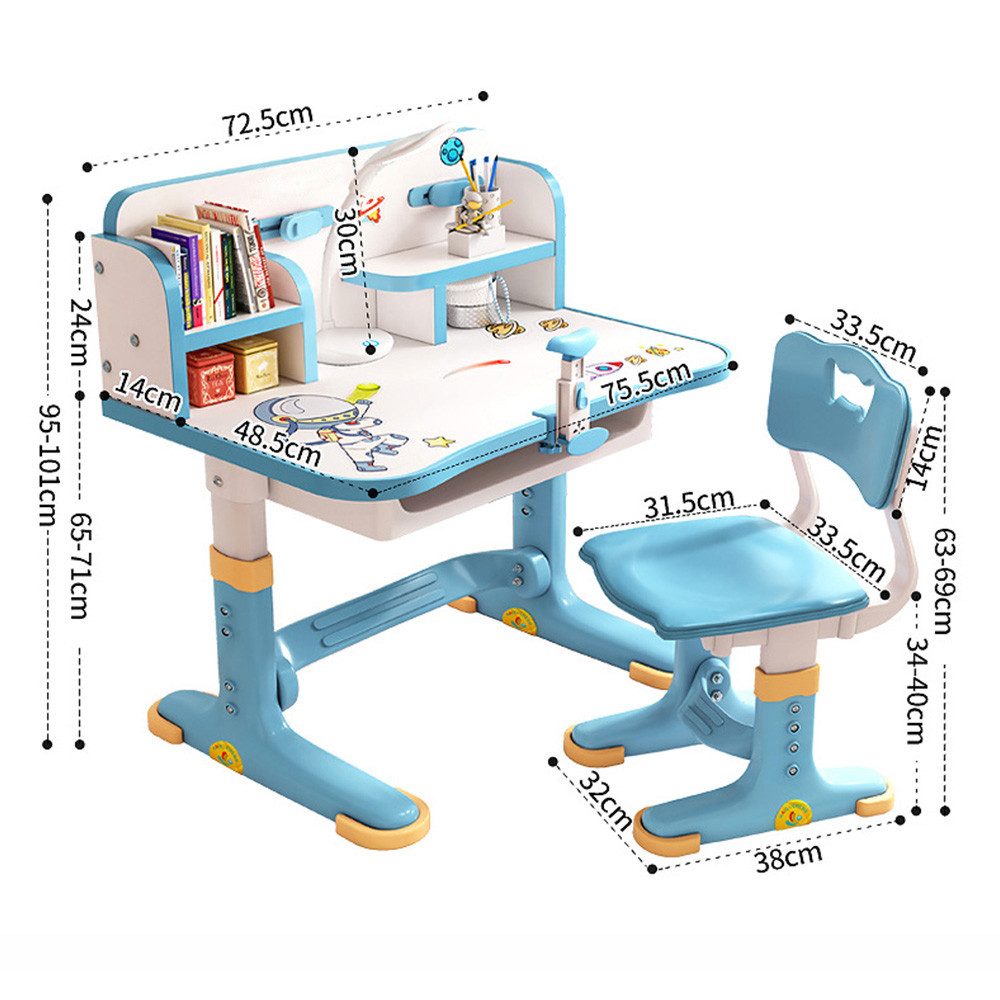 TUWENA Kinderschreibtisch Kinderschreibtischstuhl-Set,Höheverstellbar Studiertisch Ergonomischer