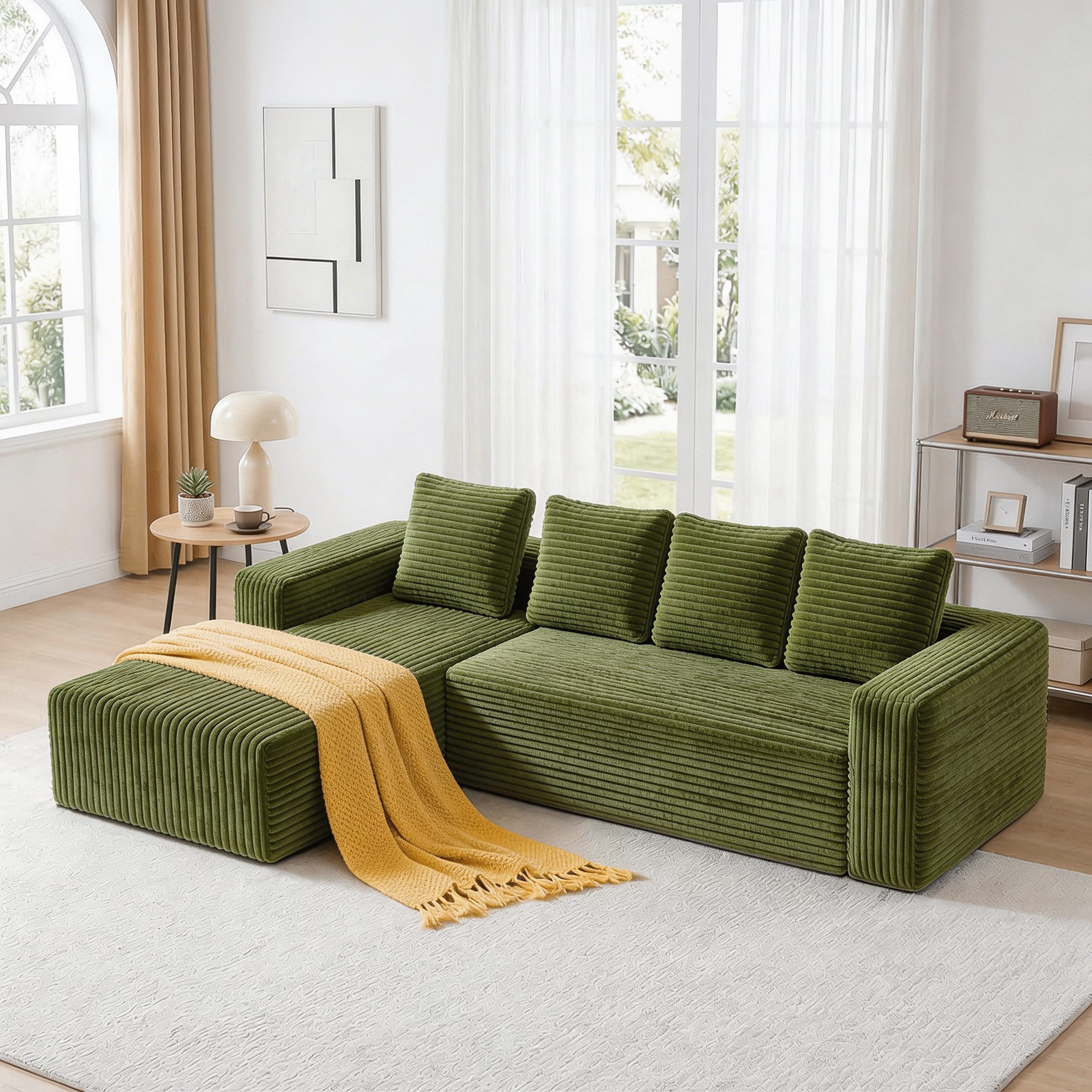 MIBODE Ecksofa Cloud Ecksofa L-Form Modular Grün