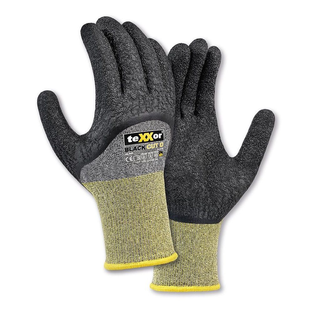 teXXor Arbeitshandschuh-Set Winterhandschuh Black Cut D Mit ¾ Latexbeschichtung