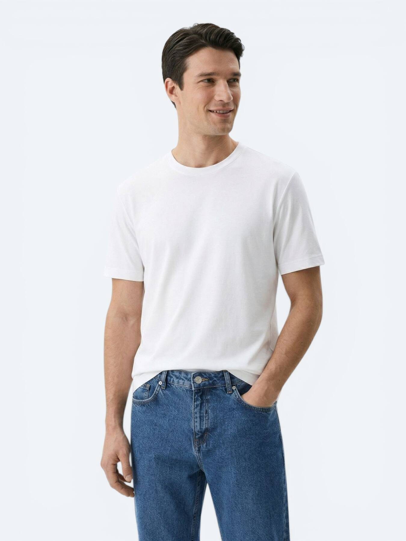 KİP T-Shirt Weißes Baumwoll-Misch-T-Shirt