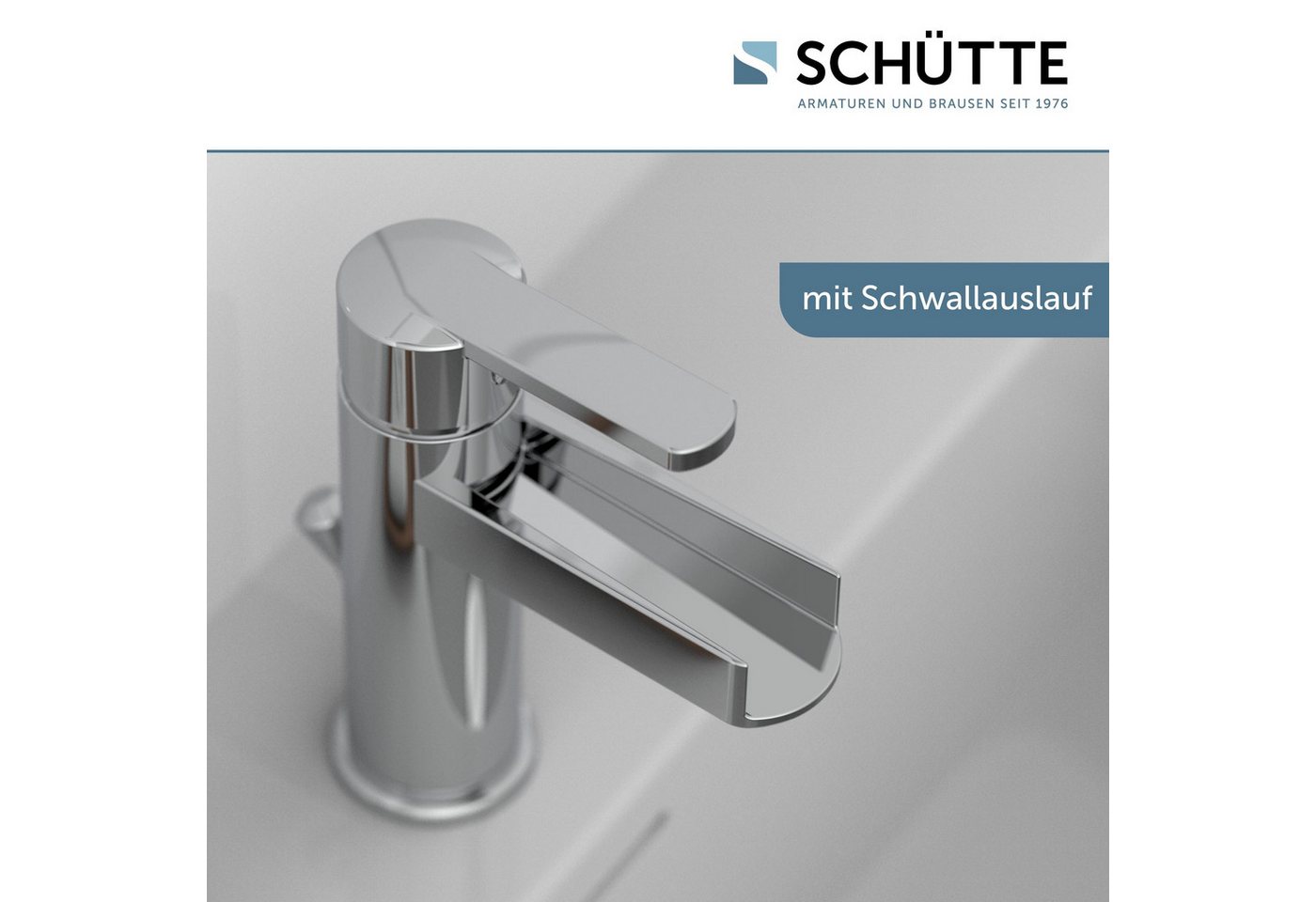 Thumbnail - Schütte Waschtischarmatur Niagara mit Zugstange, Wasserhahn mit Wasserfall, Mischbatterie Waschbecken