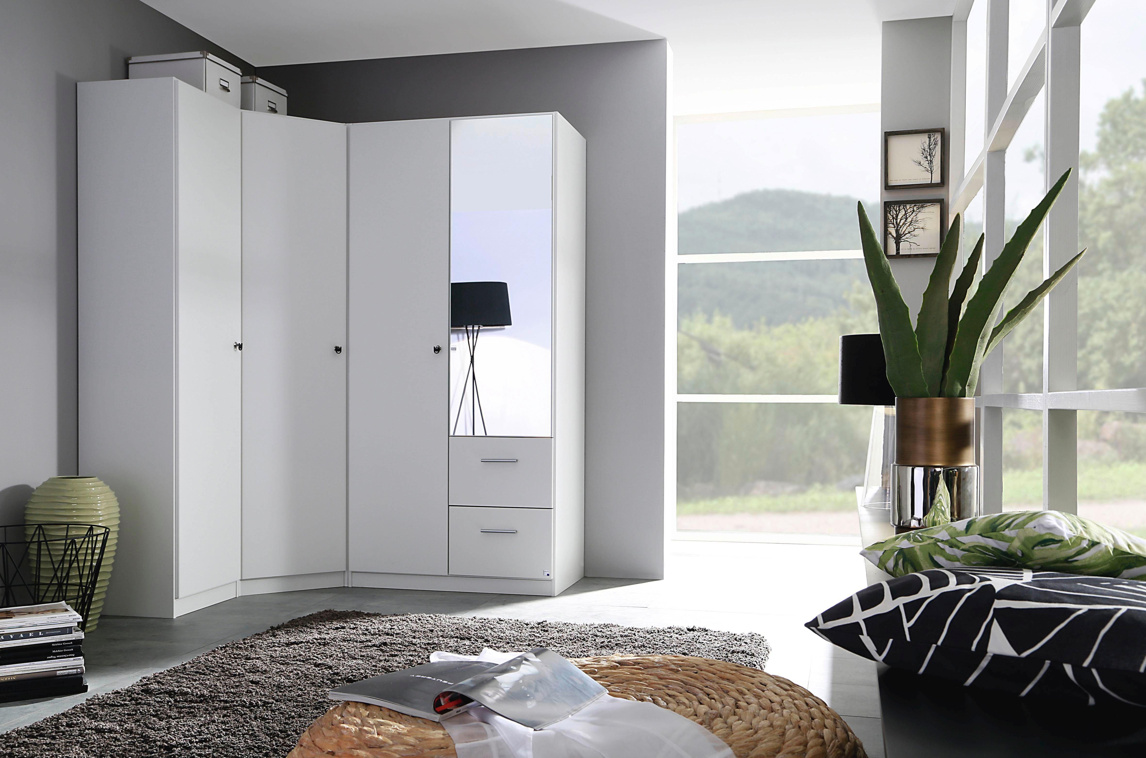 rauch Schlafzimmer-Set Kleiderschrank Schrank Garderobe Schlafzimmer Büroschrank BUCHHOLZ, (mit Schloss, Aufstellmaß 130x162 cm, Schränke variabel stellbar), (3-tlg) lange Türen abschließbar, mit Spiegel MADE IN GERMANY