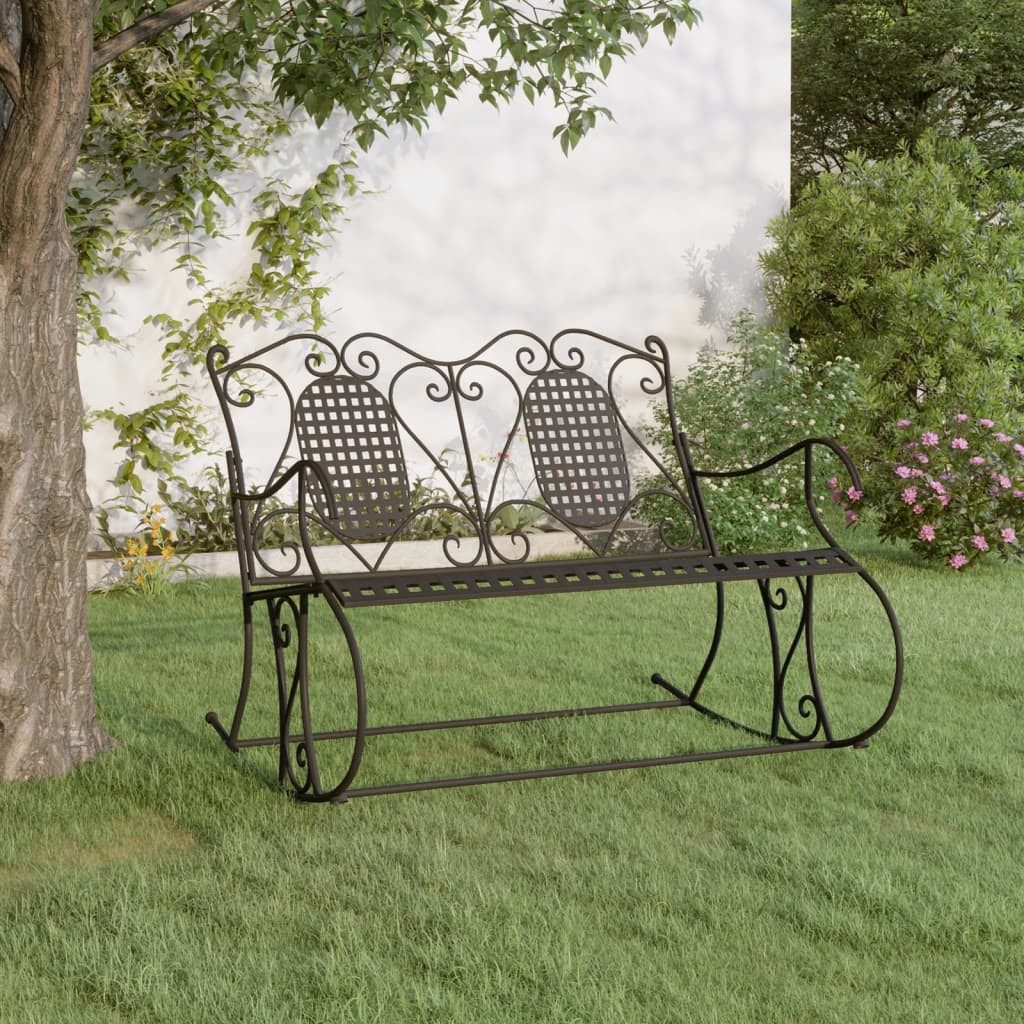 vidaXL Gartenbank 113 x 84 x 94 cm Schaukelbank 2-Sitzer 113 cm Schwarz Stahl