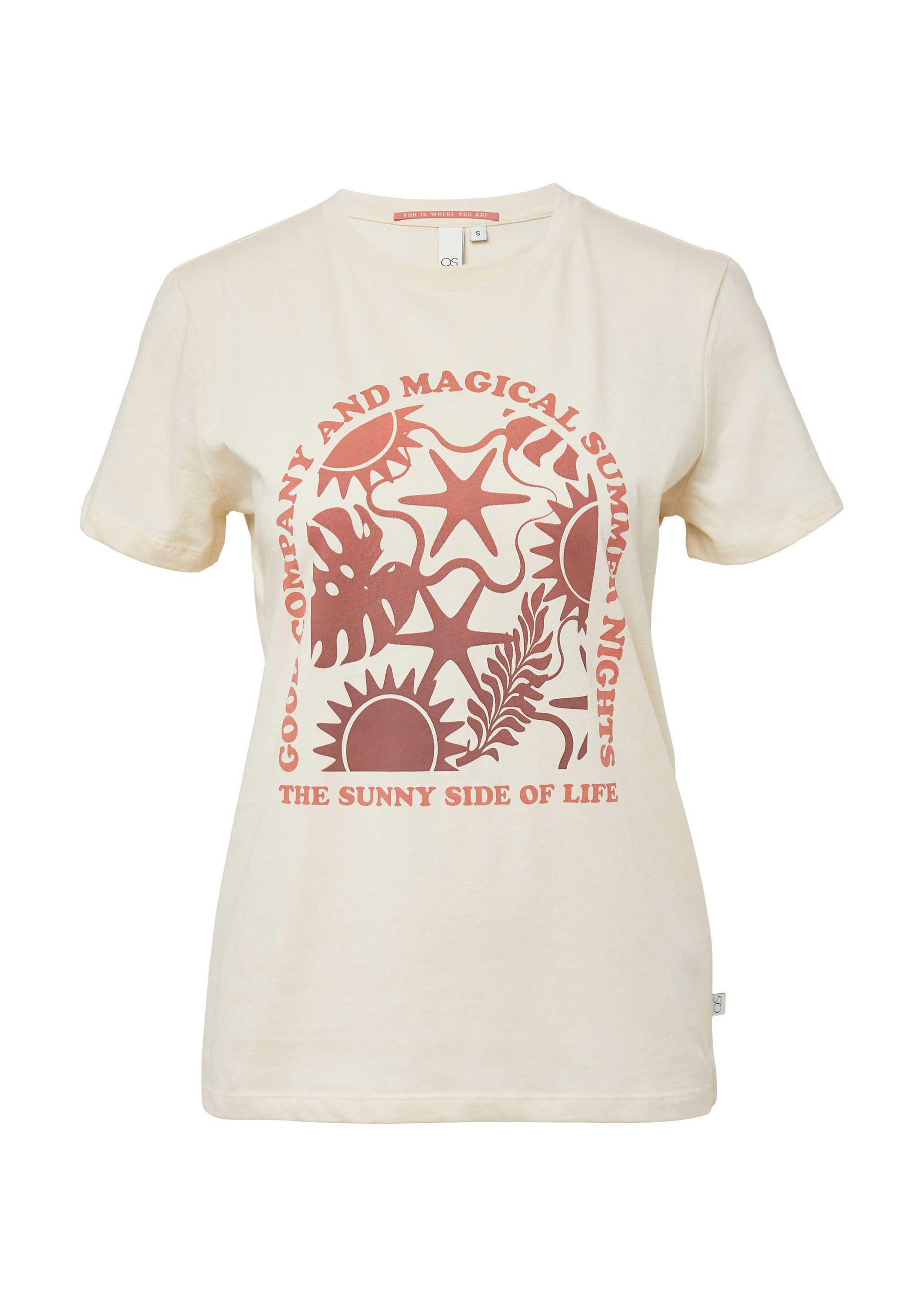 QS Kurzarmshirt T-Shirt Baumwoll T-Shirt mit Frontprint günstig online kaufen