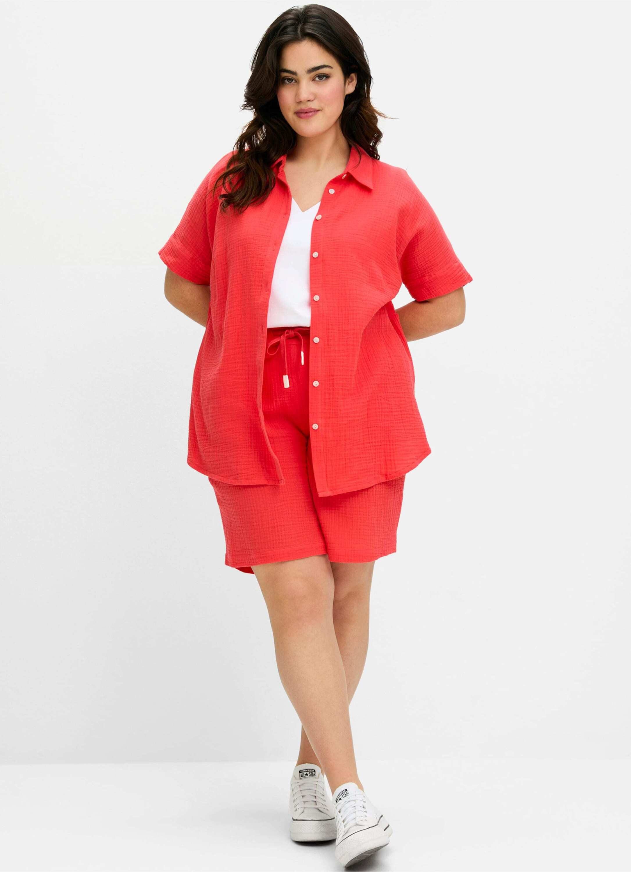 Sheego Klassische Bluse Hemdbluse Kurzarm
