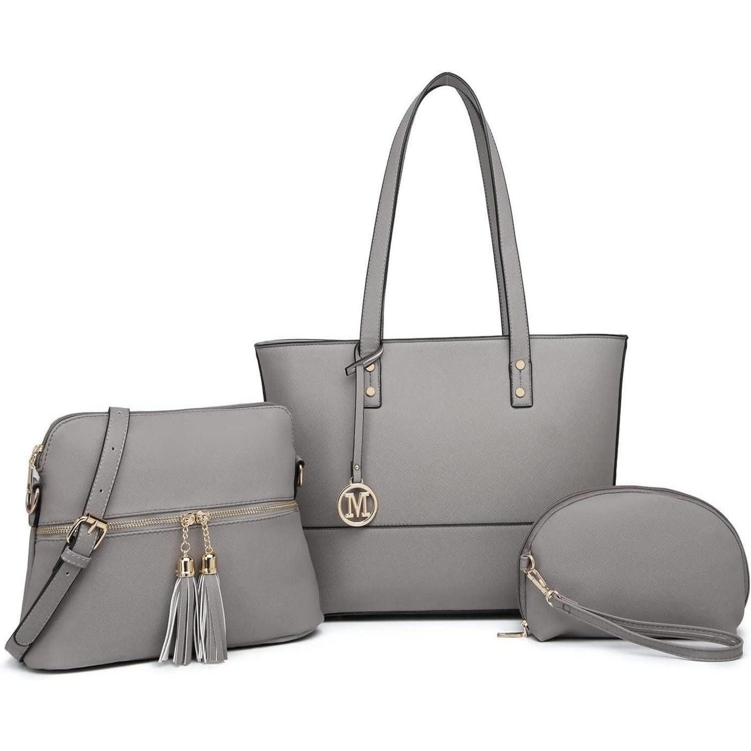 Handtasche Damen Handtasche Henkeltasche 3 Stück Sets große Shopper Tote Bag