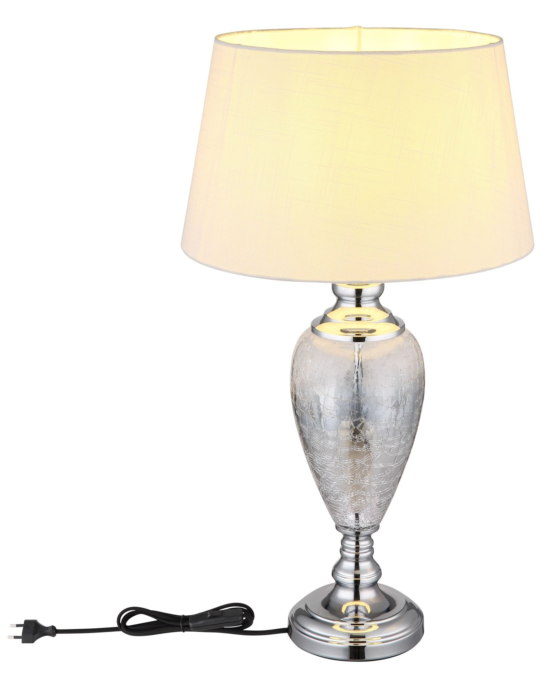 GLOBO LIGHTING Tischleuchte LEILA, ohne Leuchtmittel, Design Tischlampe, Wohnzimmer, Schlafzimmer, Flur, Textilschirm