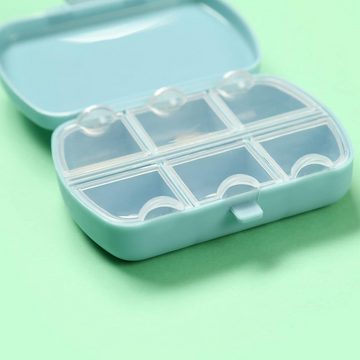 Silberstern Pillendose Tragbare, wasserdichte Medikamentenbox mit 6 Fächern, blau, Dosierbox, Pillenaufbewahrungsbox, 9*6*2,5cm