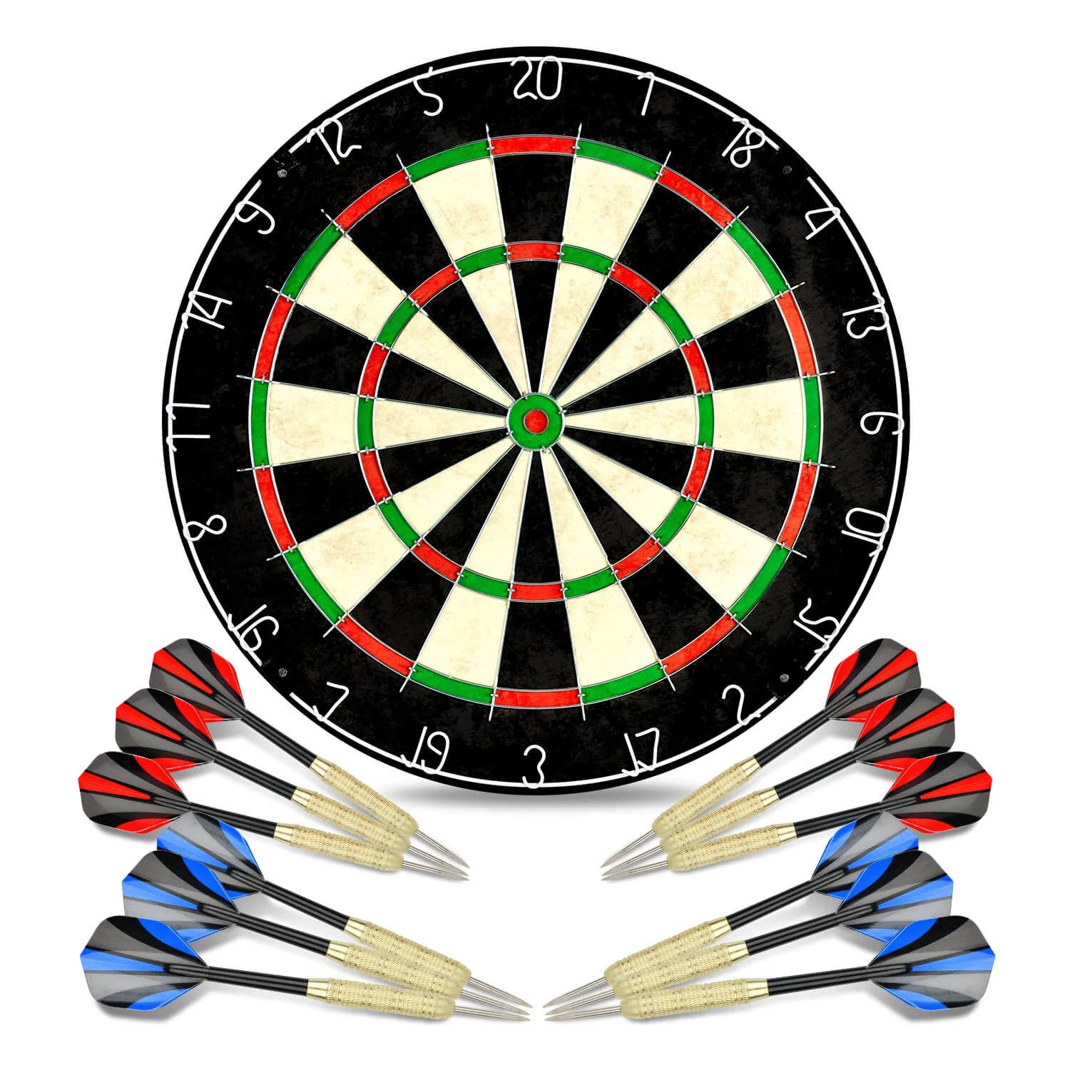 Bundviel Zielscheibe Profi Dartscheibe Sisal Dartboard 12 Steeldart Pfeile Flights Set