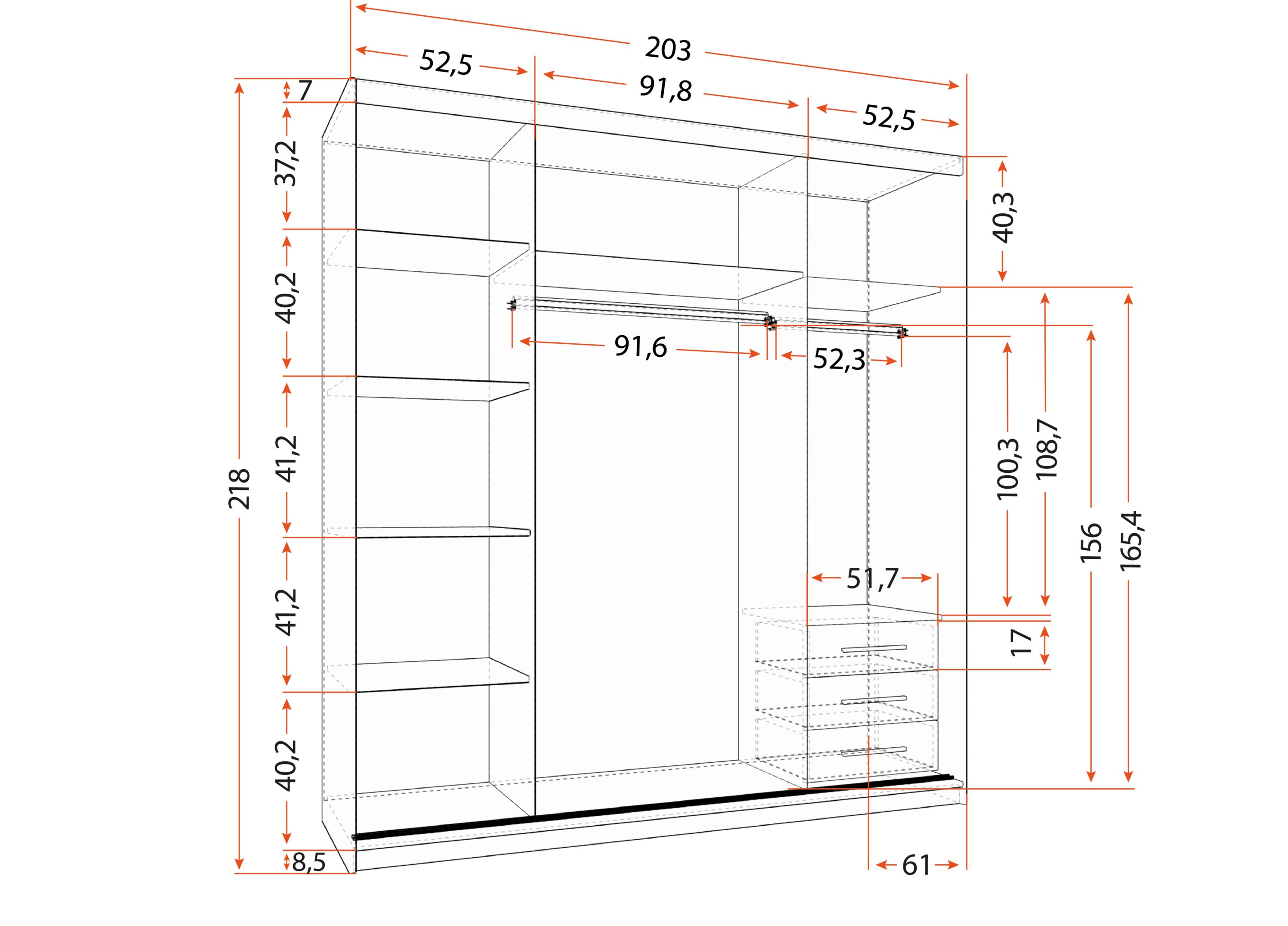 imoebel24 Schwebetürenschrank POLA 42 S 203 - Sonoma / Sonoma