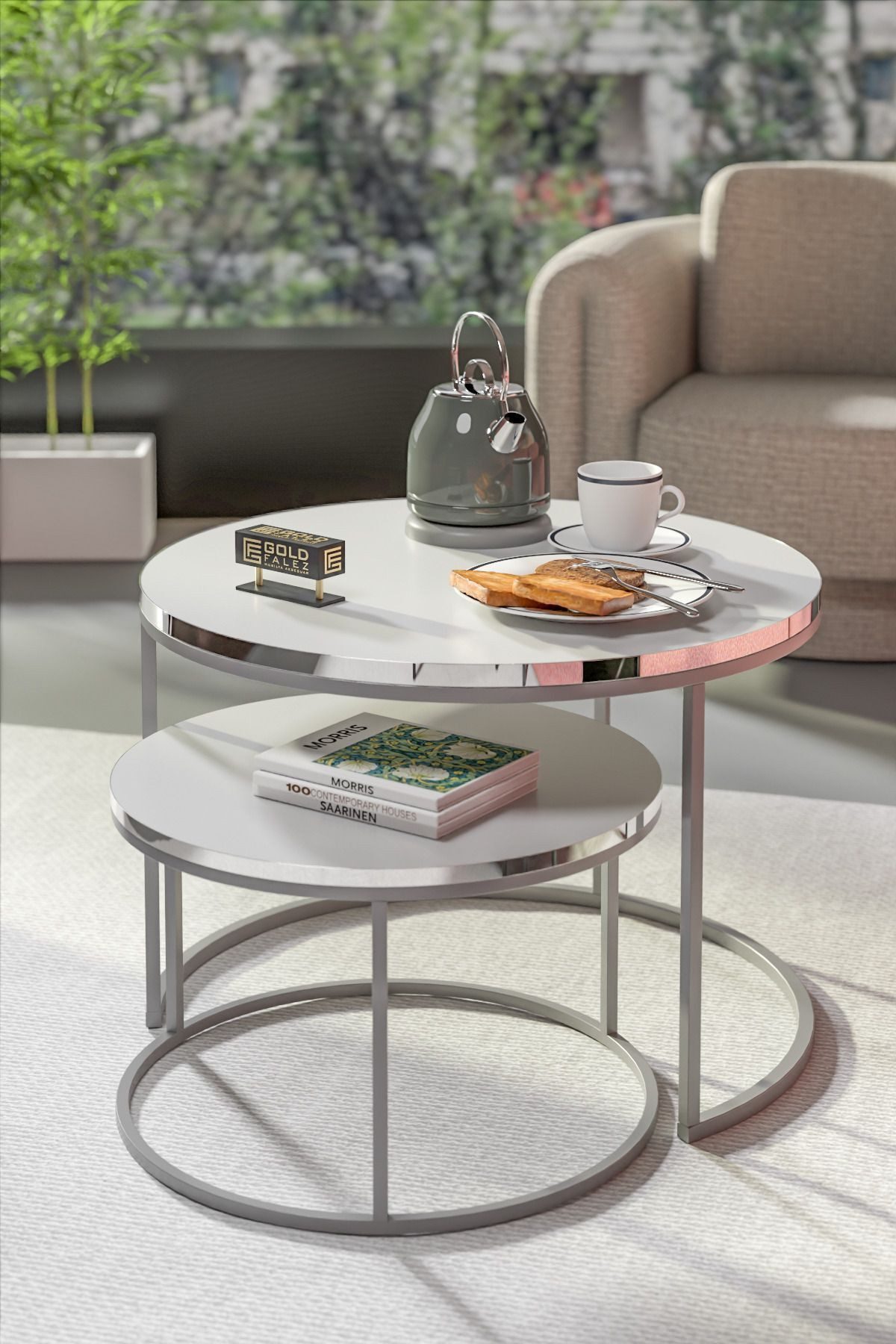 en.casa Couchtisch (2-St), 2-teilig, rund, weiß günstig online kaufen