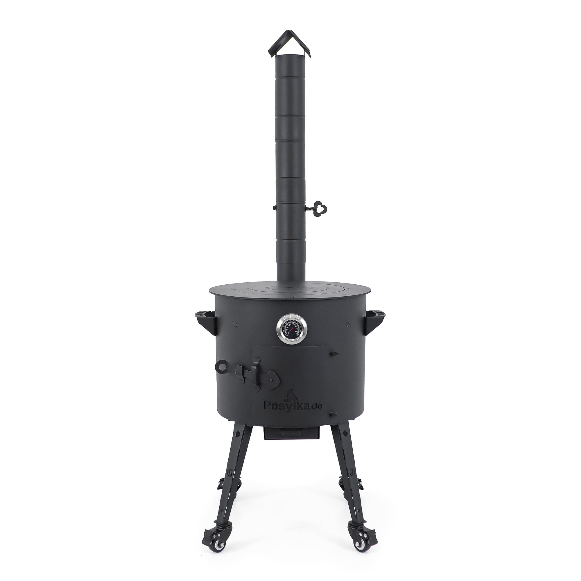 Posylka.de Feuerstelle Gulaschkanone Utschak Ø 40 cm Kazan 12 L Transportrollen Kochringe, (6-St)