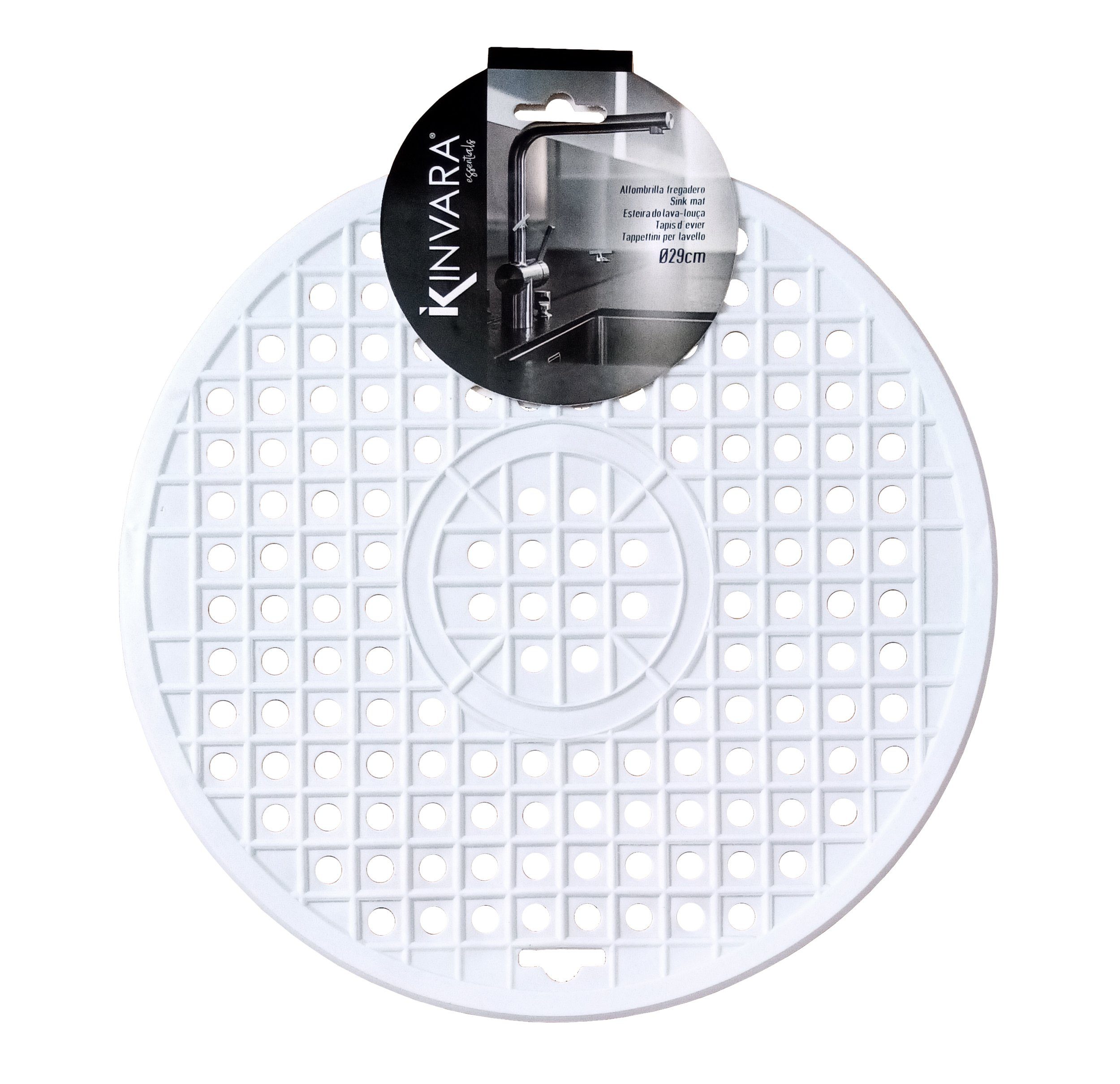 KINVARA Abtropfmatte SPÜLBECKEN EINLAGE Ø31cm rund Spülbeckenmatte Spülmatte 131 (Weiss), Spülbeckeneinlage Abtropfmatte Matte