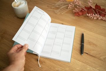 Eine der Guten Verlag Terminkalender Terminplaner 2024 - A5, mint weiß, 1 Doppelseite / Woche, 144 S. FSC-Papier, Softcover, klimaneutral
