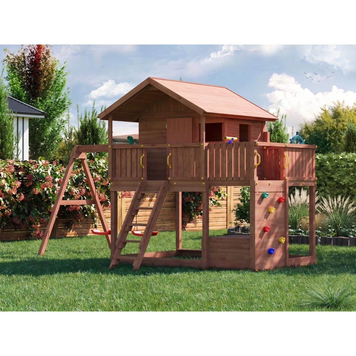 Spielturm Fungoo Stelzenhaus Sunshine 491×363 cm