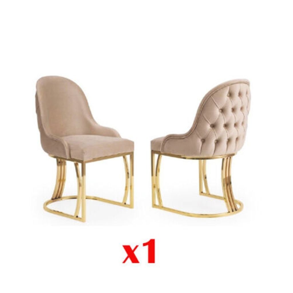 JVmoebel Esszimmerstuhl, Esszimmer Stühle Holz Luxus Stuhl Beige Wohnzimmer italienischer