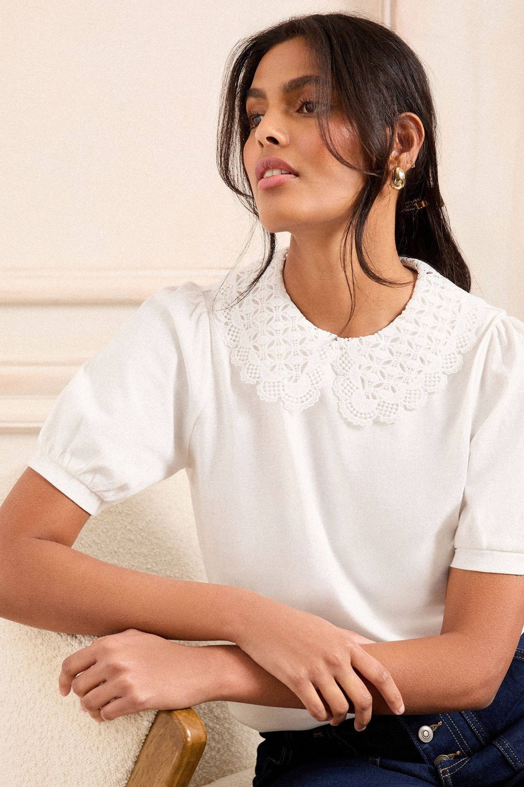 Love & Roses T-Shirt Love & Roses Jersey-T-Shirt mit Spitze, Regular (1-tlg)