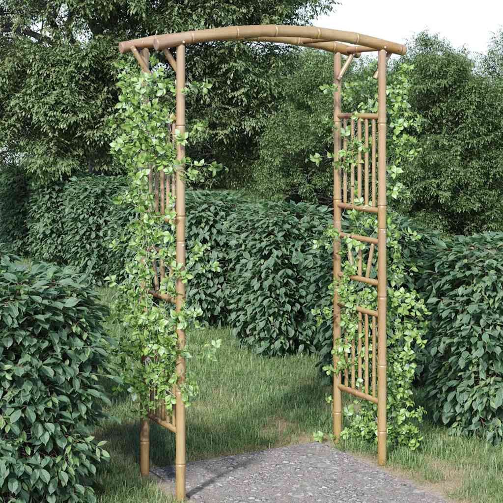 furnicato Rosenbogen Bambus 118x40x187 cm, Witterungsbeständige Gartenlaube im rustikalen Landhausstil für Hof