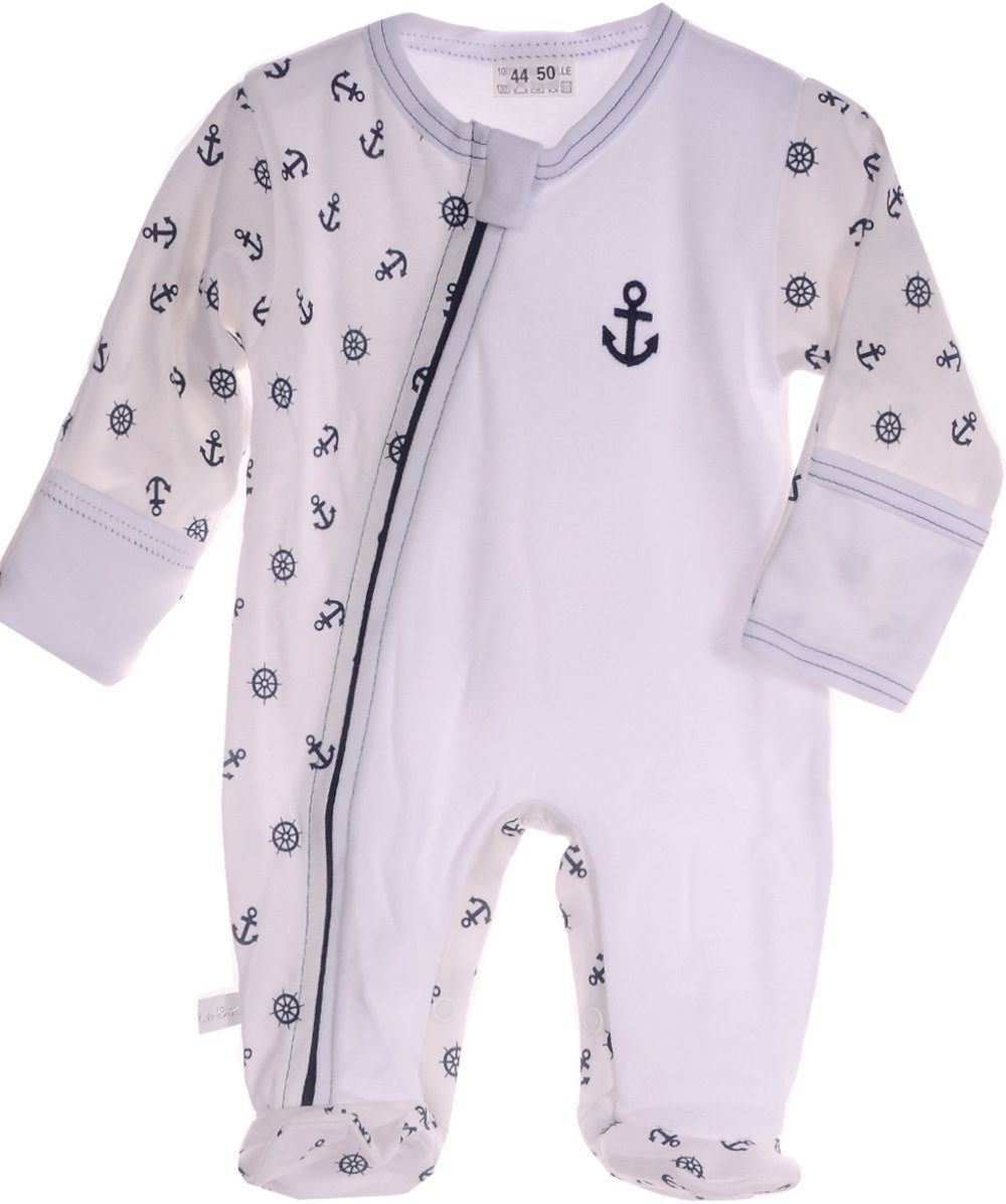 Strampler Schlafstrampler Baby Schlafanzug in Weiß mit Kratzschutz