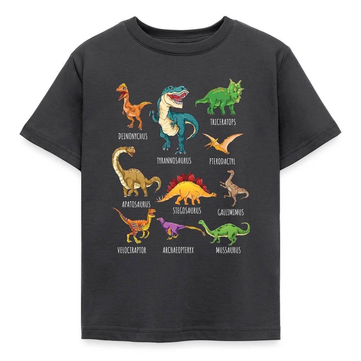 T-Shirt Dinosaurier Arten Übersicht Dino T-Rex Comic Kinder T-Shirt