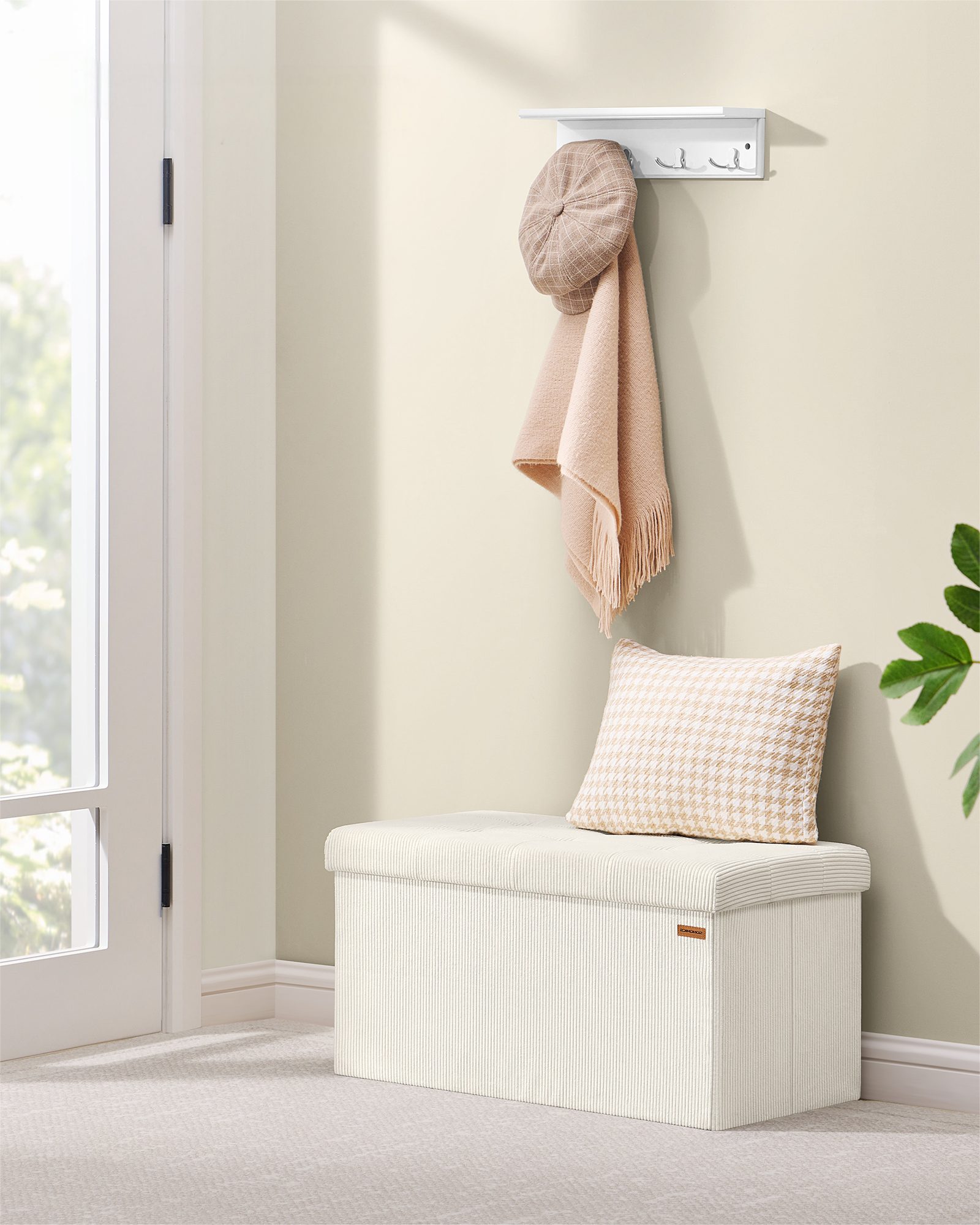 SONGMICS Sitzbank, mit Stauraum, klappbare, 38 x 76 x 38 cm Fußbank, Bettba günstig online kaufen