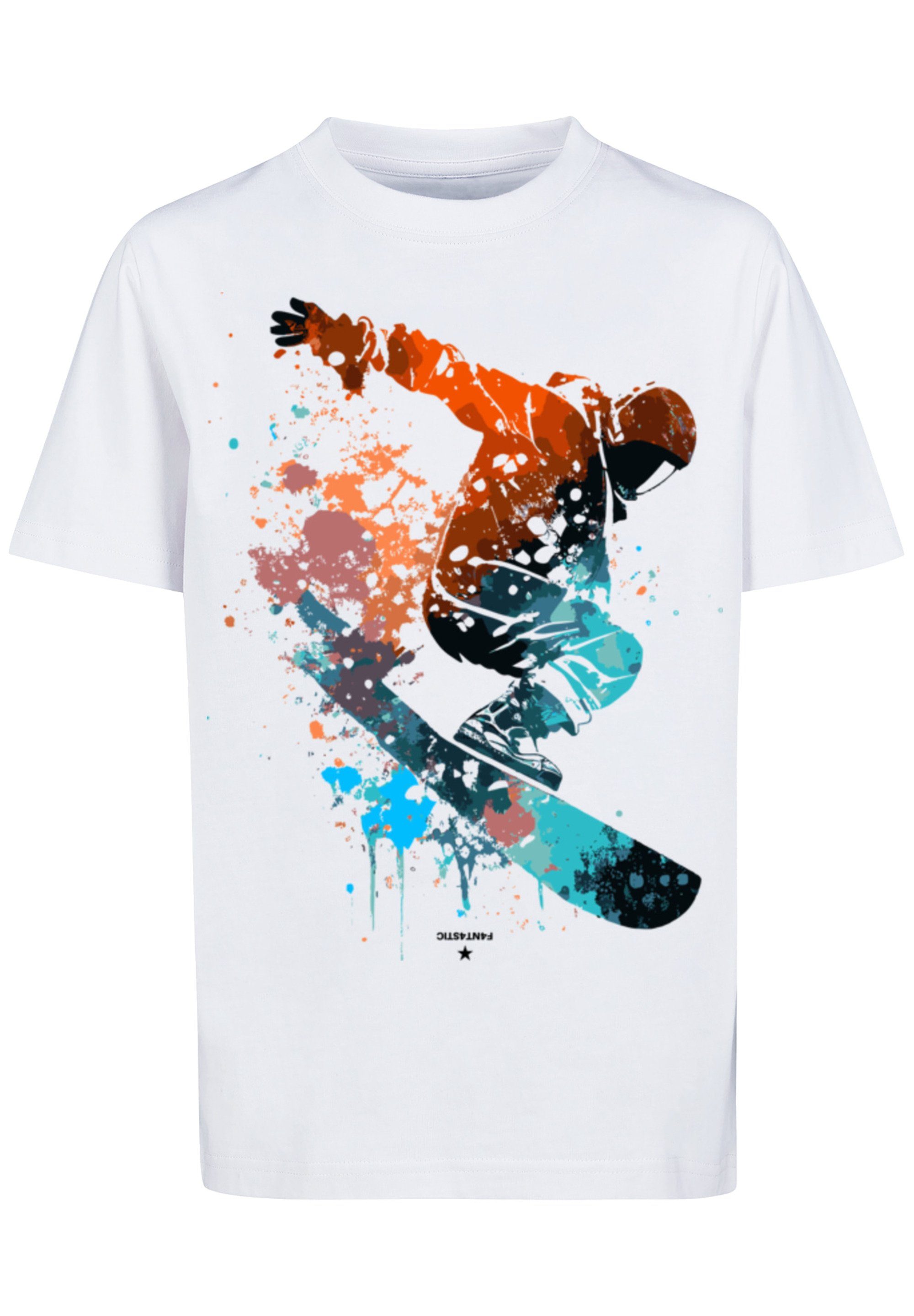 weiß T-Shirt Print Snowboarder F4NT4STIC