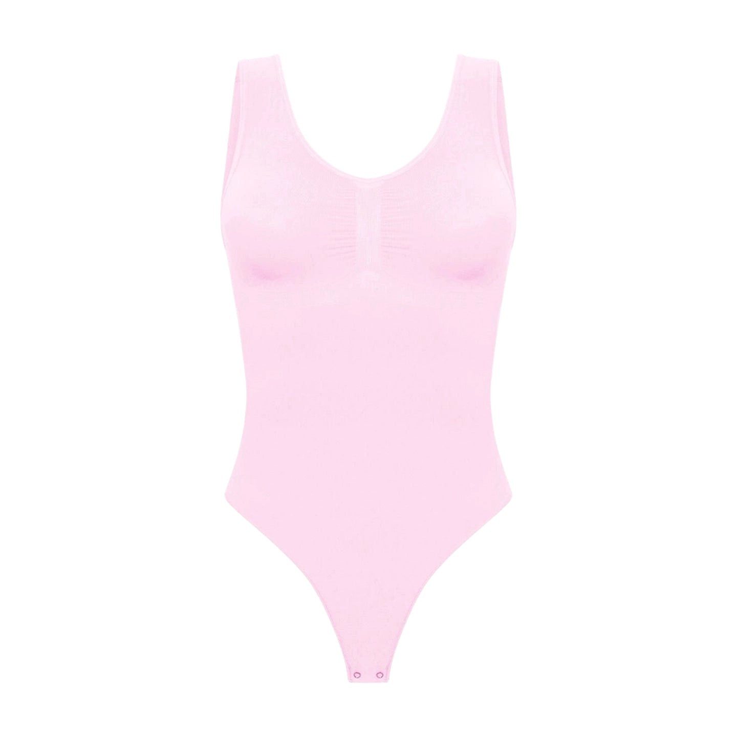 Creamy Fabrics Miederbody Tank Bodysuit Sculpting Shapewear mit String-Baby Pink-4XL (1-tlg) Figurformend