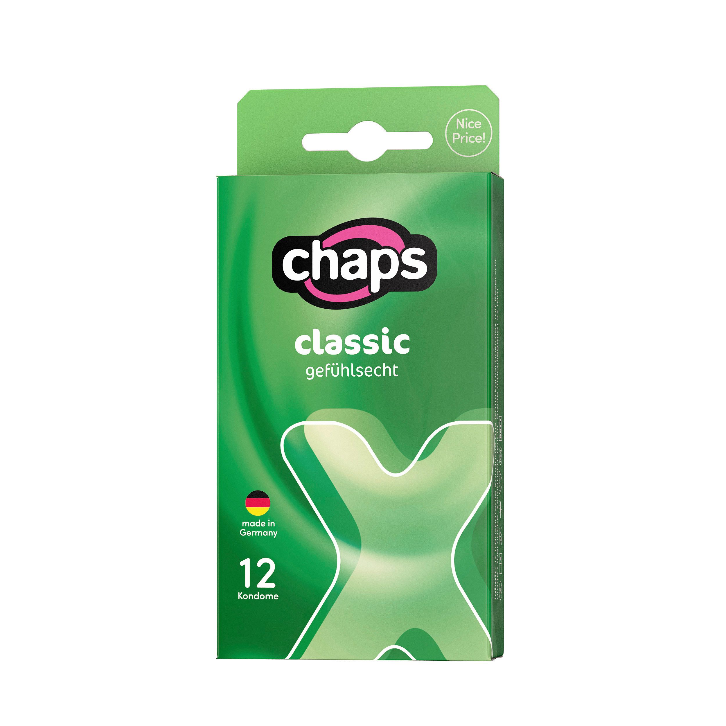 Chaps Kondome Classic Natur - 12er Packung - gefühlsecht und transparent, Standardgröße - für intime Momente - Made in Germany