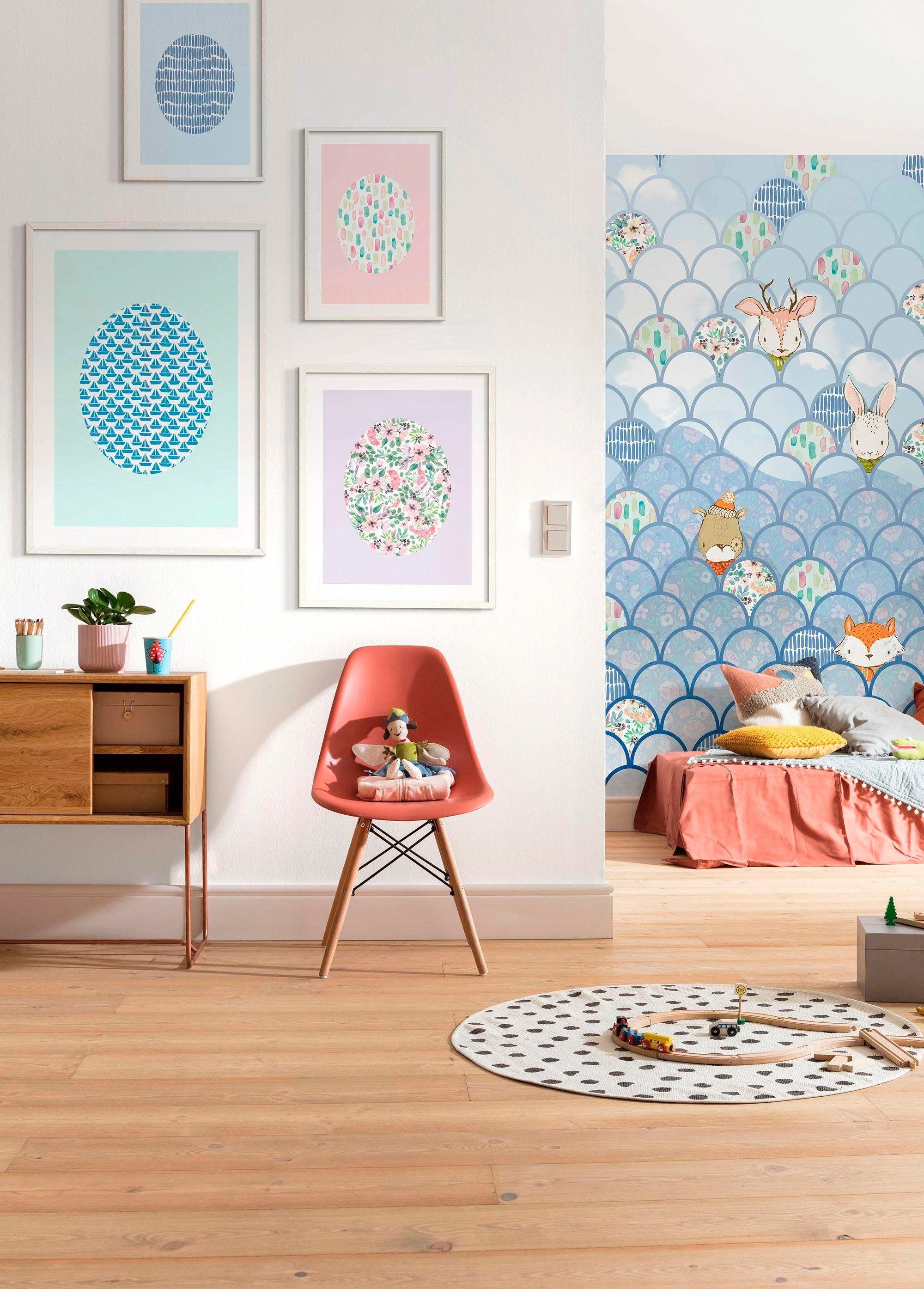Komar Poster Shelly Patterns Blue, Formen, Kunst (1 St), Kinderzimmer,  Schlafzimmer, Wohnzimmer | Poster