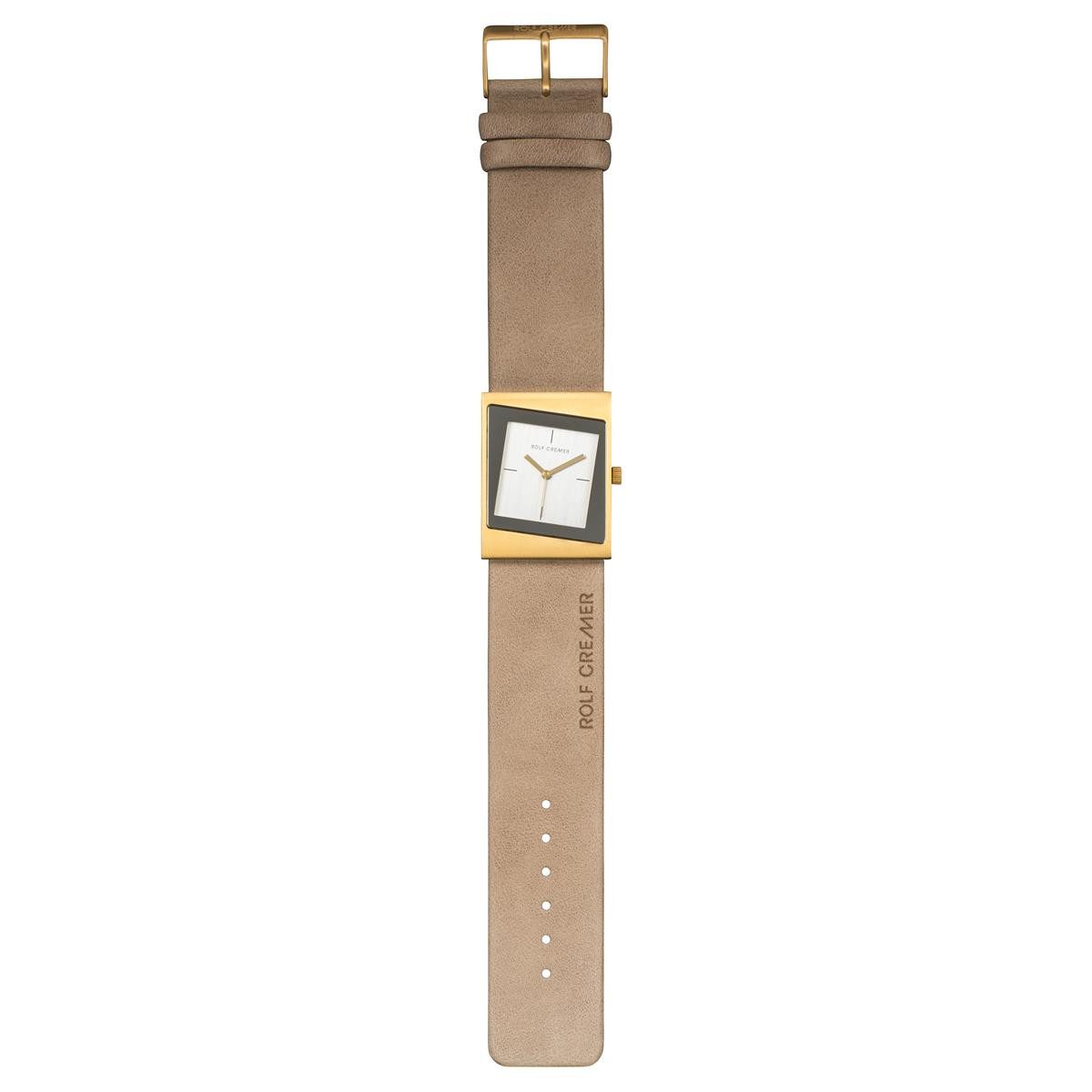 Rolf Cremer Quarzuhr Rolf Cremer Armbanduhr Style 2 Edelstahl 500053 vergoldet, Lederband, (1-tlg)