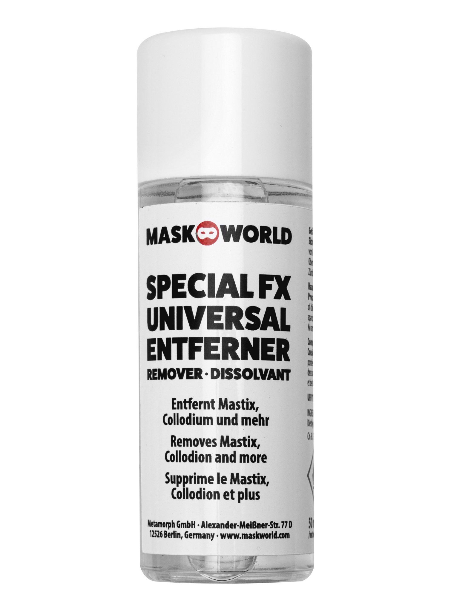 Maskworld Theaterschminke SFX Universal Entferner 50 ml, Entfernt Collodium, Mastix und mehr