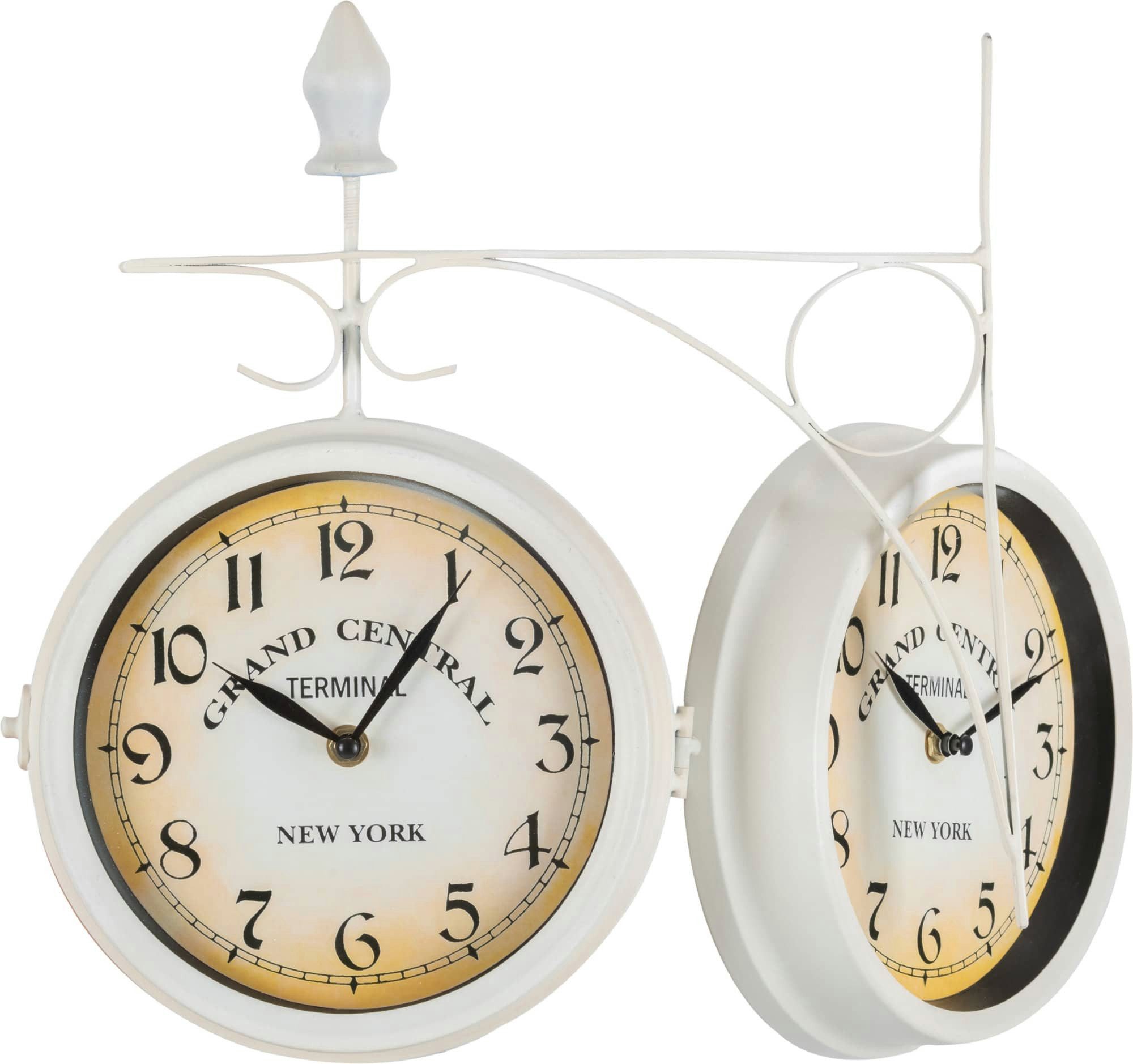 Stagecaptain Wanduhr BHU-4543 Bahnhofsuhr groß mit Wandhalterung - im Vintage Look (Quarzlaufwerk, Retro Metallkonstruktion)