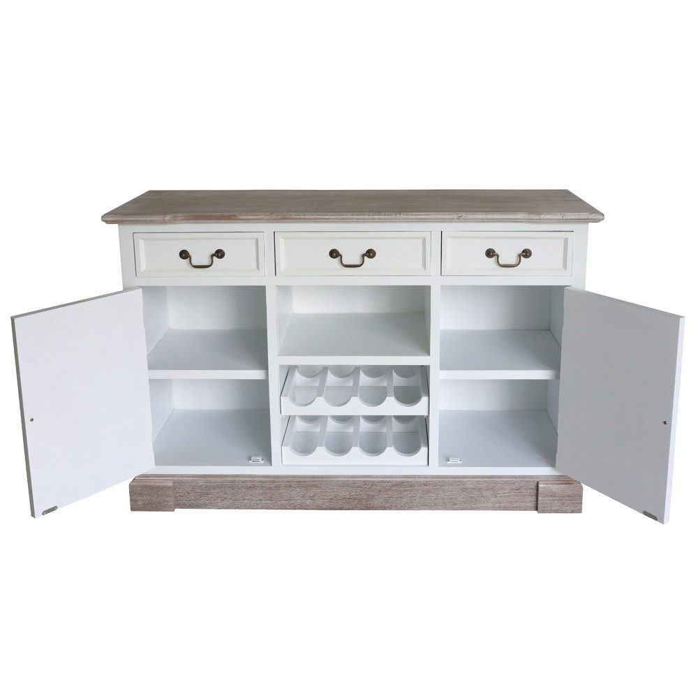 Grafelstein Kommode Sideboard BEACH HOUSE weiß braun mit Lamellentüren Kommode Hamptons Es