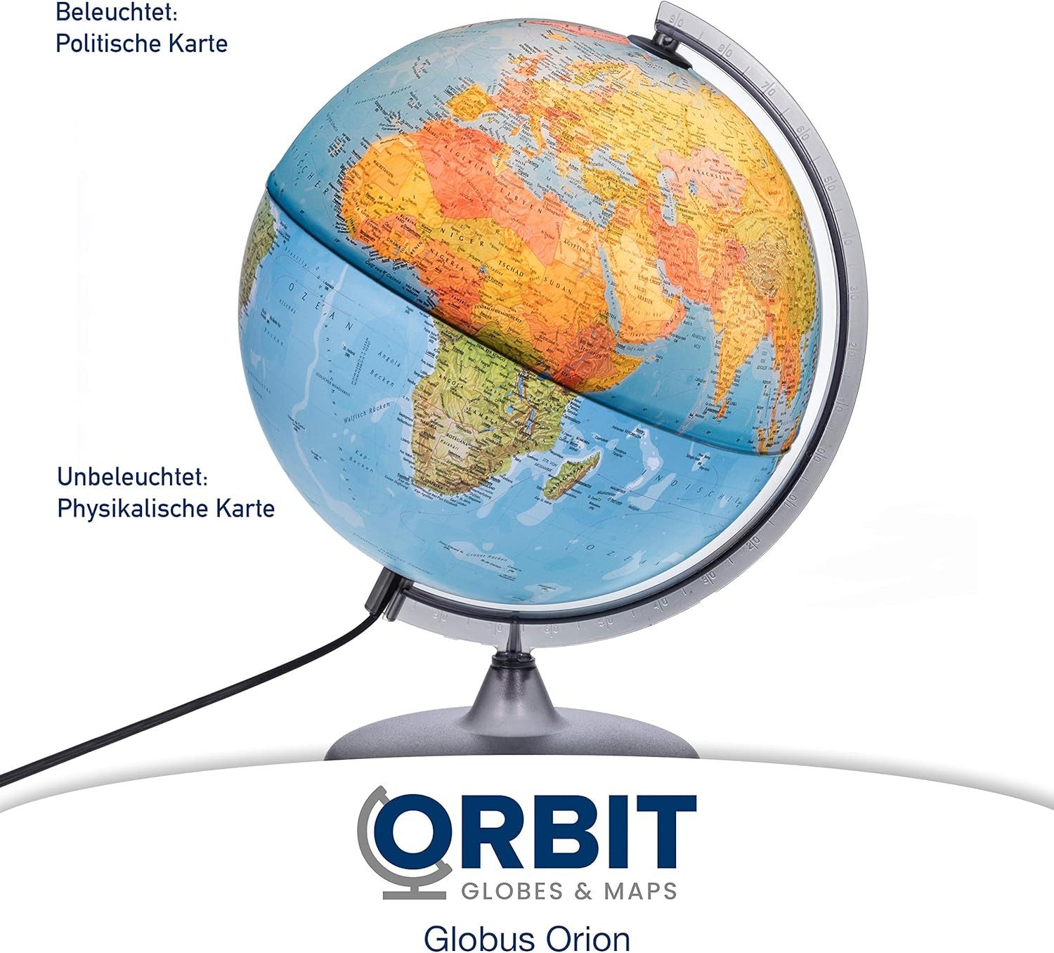 Interkart Landkarten & Globen GmbH Globus Leuchtglobus 30 cm mit deutschem Kartenbild 2026 & LED