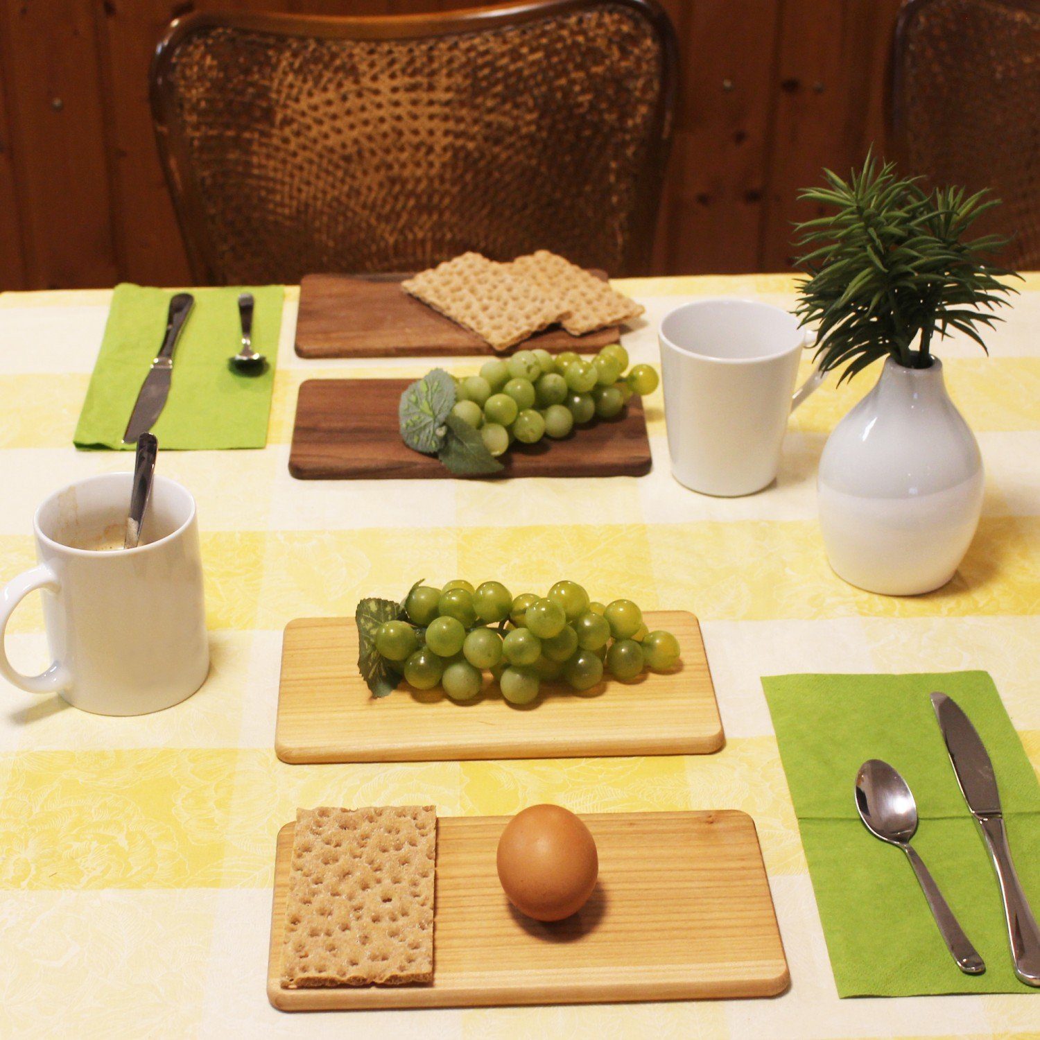 mitienda 2er Frühstücksbrett Kirsche Frühstücksbrett aus Set Holz