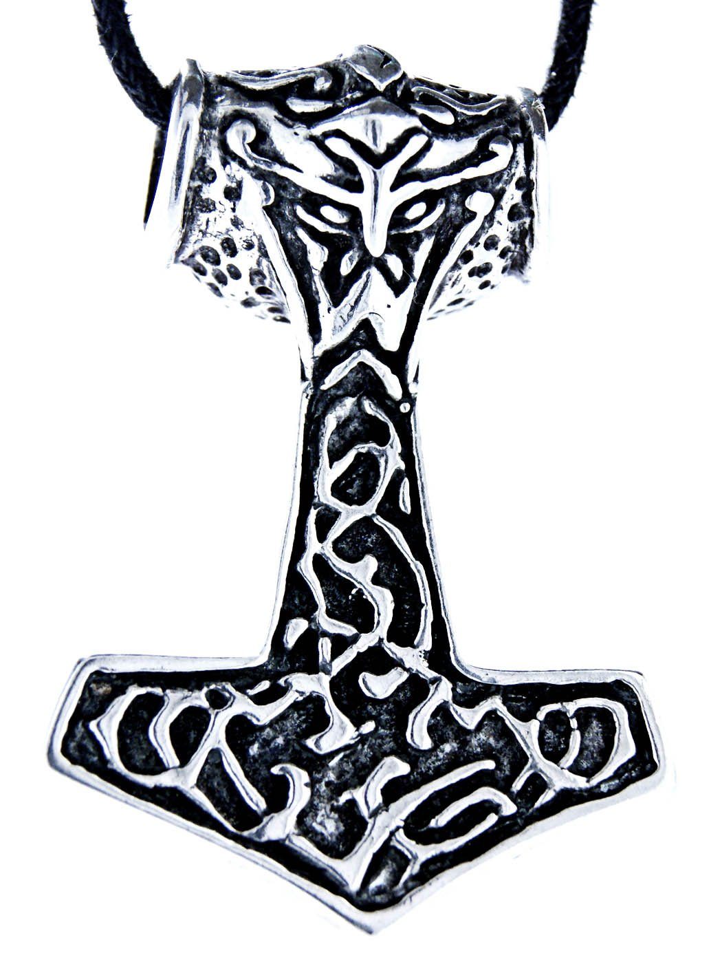 Mjölnir Kettenanhänger Anhänger 925 Thor Kiss Thorhammer Silber großer Leather of Thorshammer