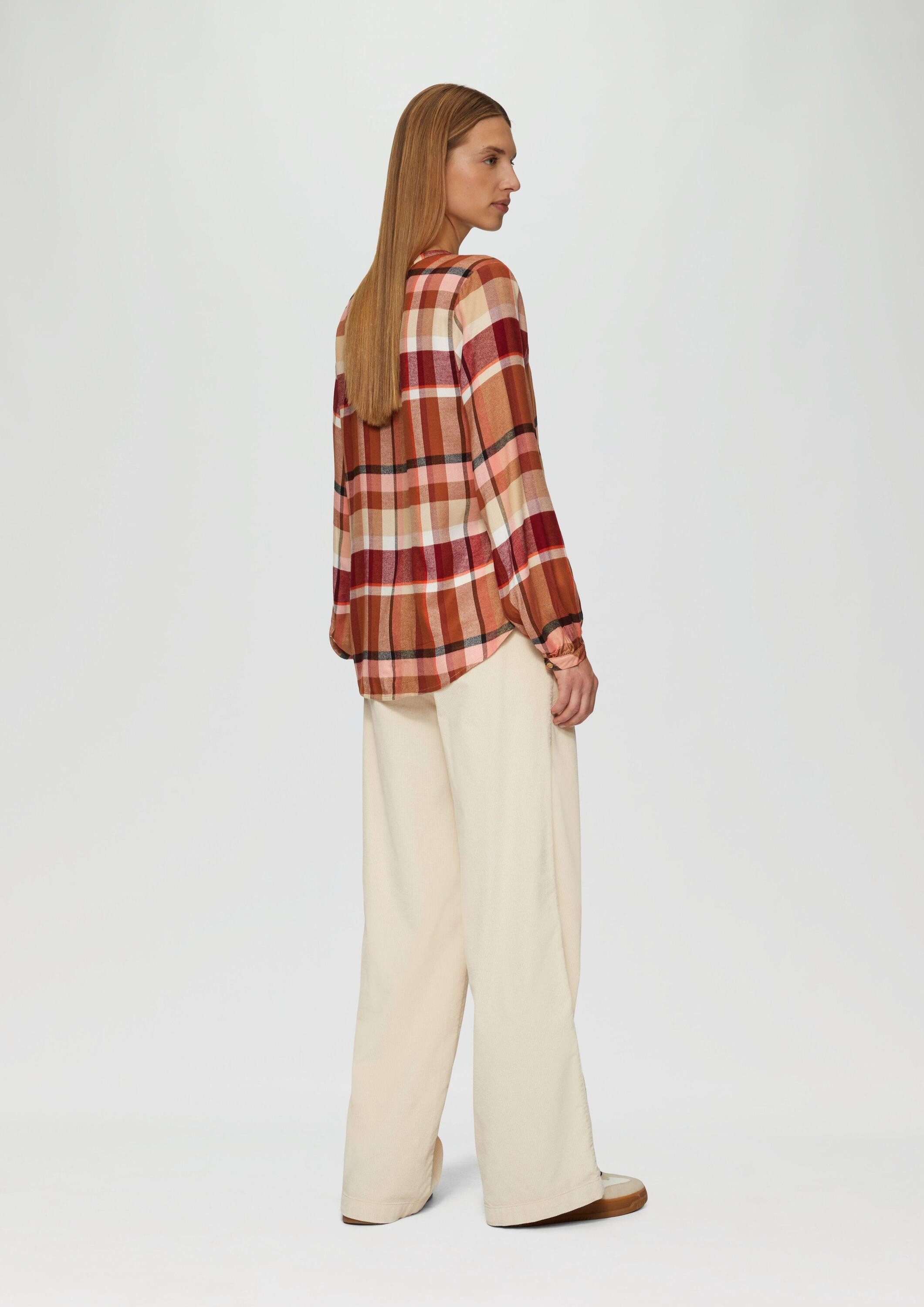 s.Oliver Langarmbluse Bluse Karierte Bluse aus Viskosemix