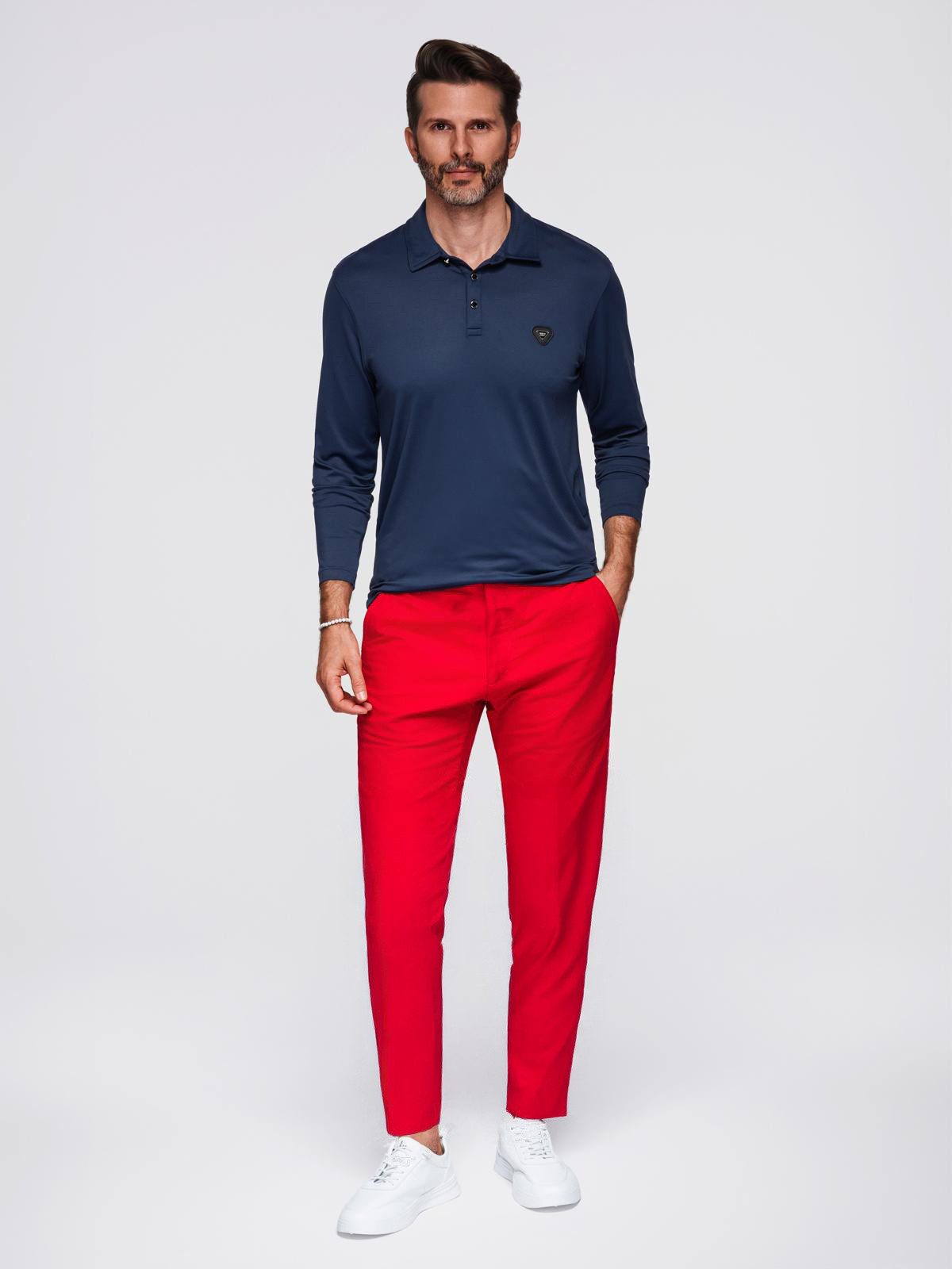 OMBRE Langarm-Poloshirt Polo-Shirt mit langen Ärmeln und eleganten Markenknöpfen