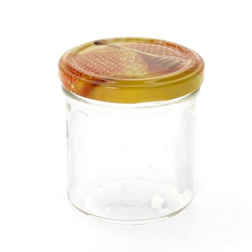 MamboCat Einmachglas 24er Set Sturzglas 167 ml Carino Deckel mit Honigwabe incl. Rezeptheft, Glas