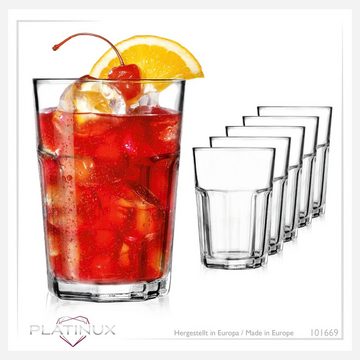 PLATINUX Glas Allzweck-Trinkgläser, Glas, 350ml (max.360ml) Spülmaschinenfest stapelbar Wassergläser Saftglas